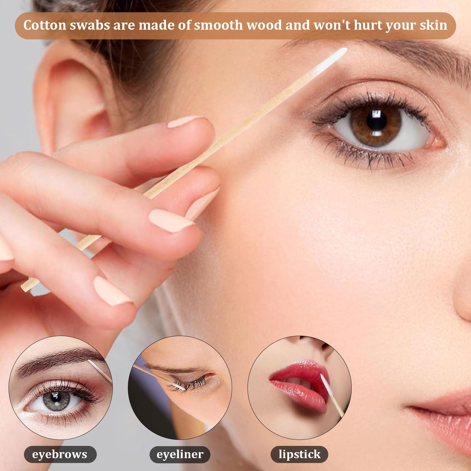1000 Pièces Coton Tiges, Cotons-Tiges Microblading avec Manche en Bois, 10 cm Micro Applicateur Tampons de Nettoyage Bâtons en Bois pour Sourcils, Maquillage, Tatouage, Ongles