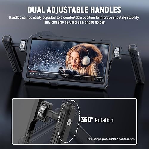 Miniatura 6 de NEEWER S23 Ultra - Soporte de video para teléfono con botón de obturador Bluetooth, 2 empuñaduras, adaptador de filtro de 2.638 in, placa trasera de