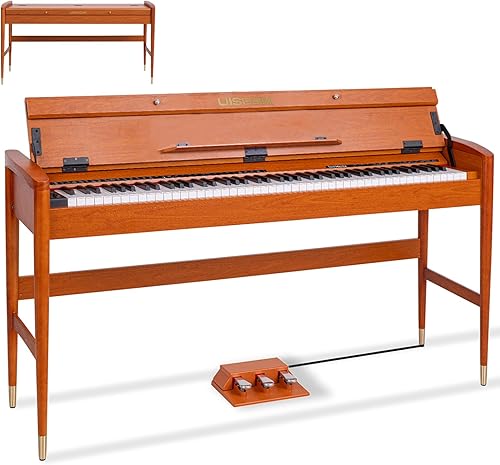 UISCOM Piano digital de madera de 88 teclas - Piano eléctrico pesado de tamaño completo para principiantes, con soporte para partituras, pedal