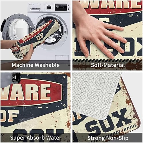 Miniatura 3 de Interesante felpudo de entrada Beware of Red Sox Alfombra Patio Bar Accesorios Exterior Otoño Decoración (Talla: 65X90CM)