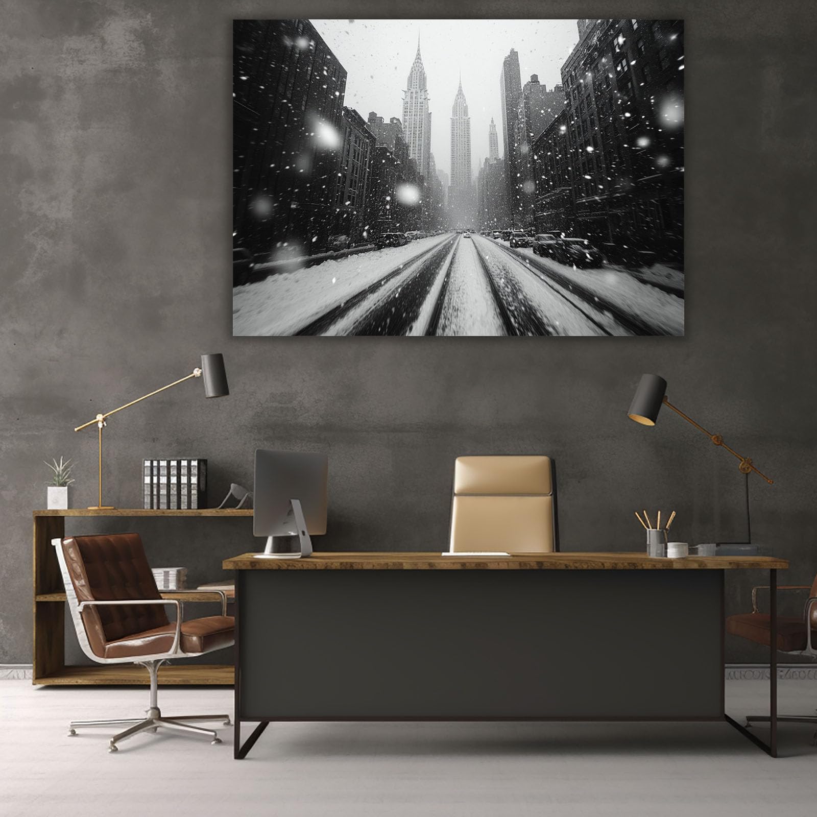 TODOAA Blanco Y Negro Abstracto Cuadros Paisaje urbano invernal Baño imágenes estéticas,decoración de pared bohemia para salón o dormitorio（Blanco-80x120cm Sin marco