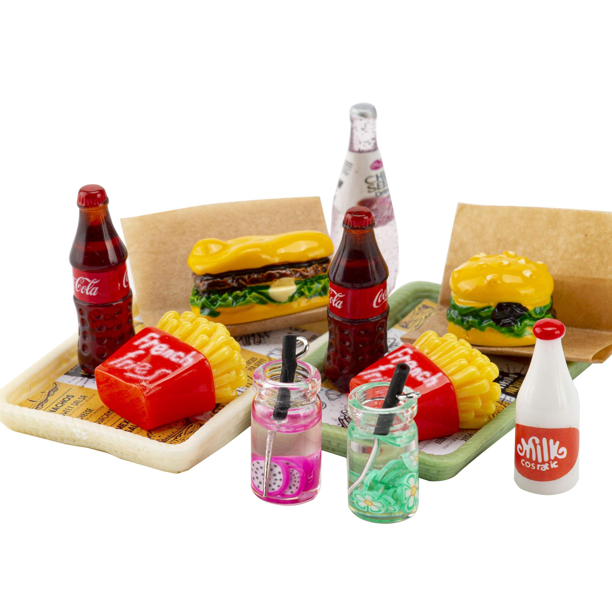 ANNI STAR Miniature Food Toy fits Barbie Doll Accessories, Hamburger Fries Cola Juice Fast Food Set, Pretend Play Food Toy...