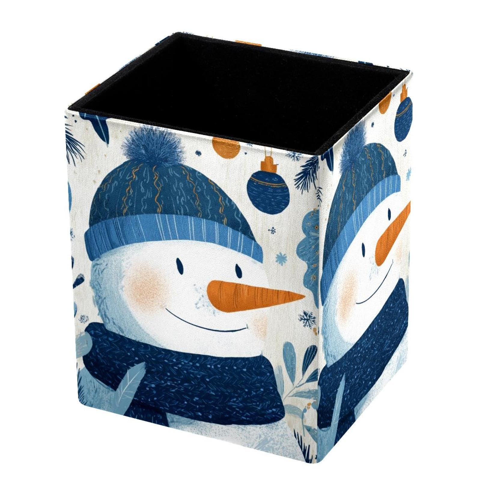 VAPOKF Pencil Holders for Desk, Snowman Printed Pen Holders Pen Pot Makeup Brushes Storage Desktop Stationery Supplies Organiser for Home Office