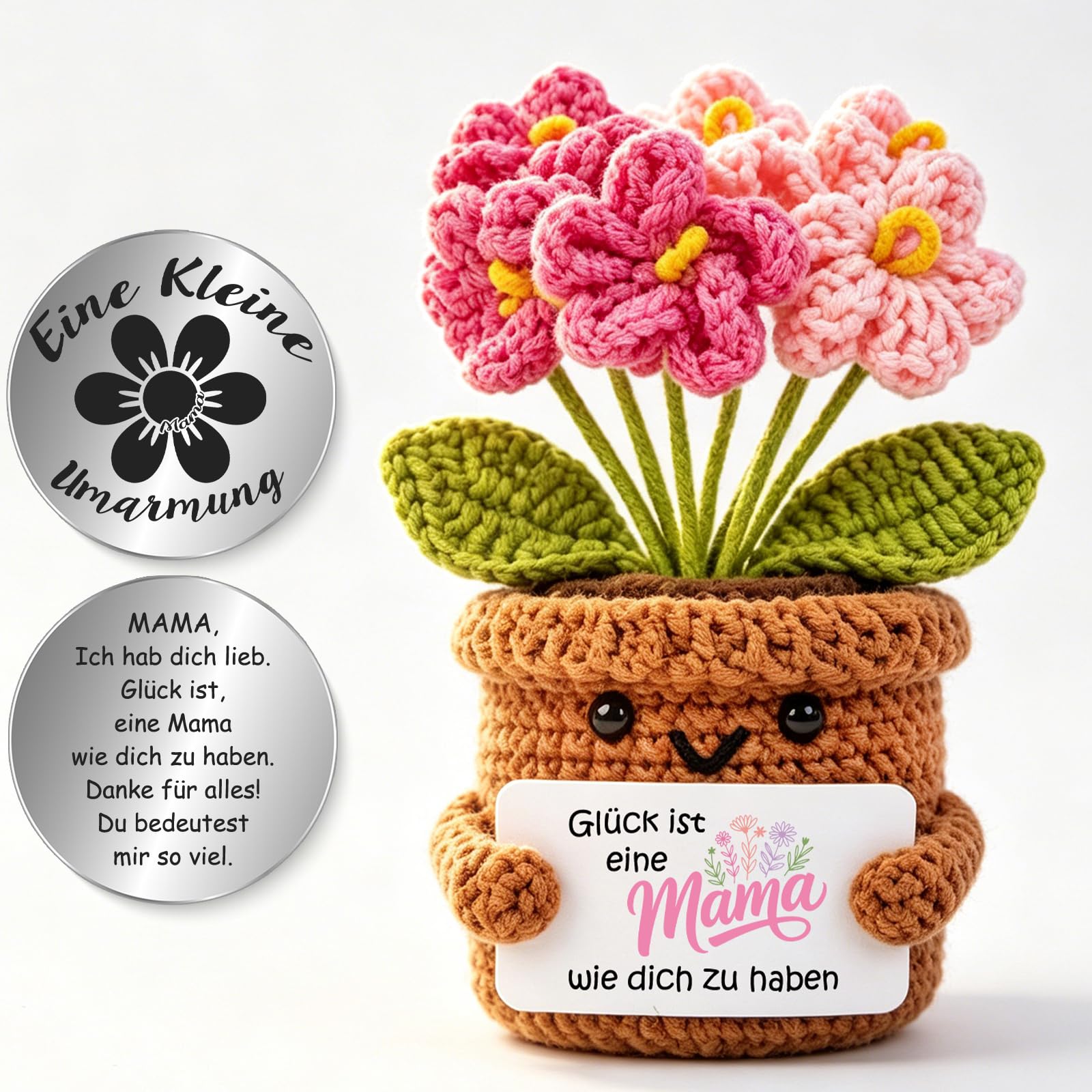 Tixlux Geschenke für Mama, Muttertagsgeschenk, Geburtstagsgeschenk für Mama, Pocket Hug Strickwolle Vergissmeinnicht figur mit Kleiner Umarmung Glücksbringer, Geschenke für Frauen, Dankeschön Geschenk