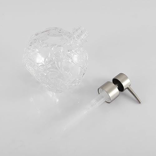 Miniatura 8 de Dispensador de jabón de vidrio floral transparente, dispensador de jabón recargable para baño, cocina y encimera, diseño elegante y duradero,
