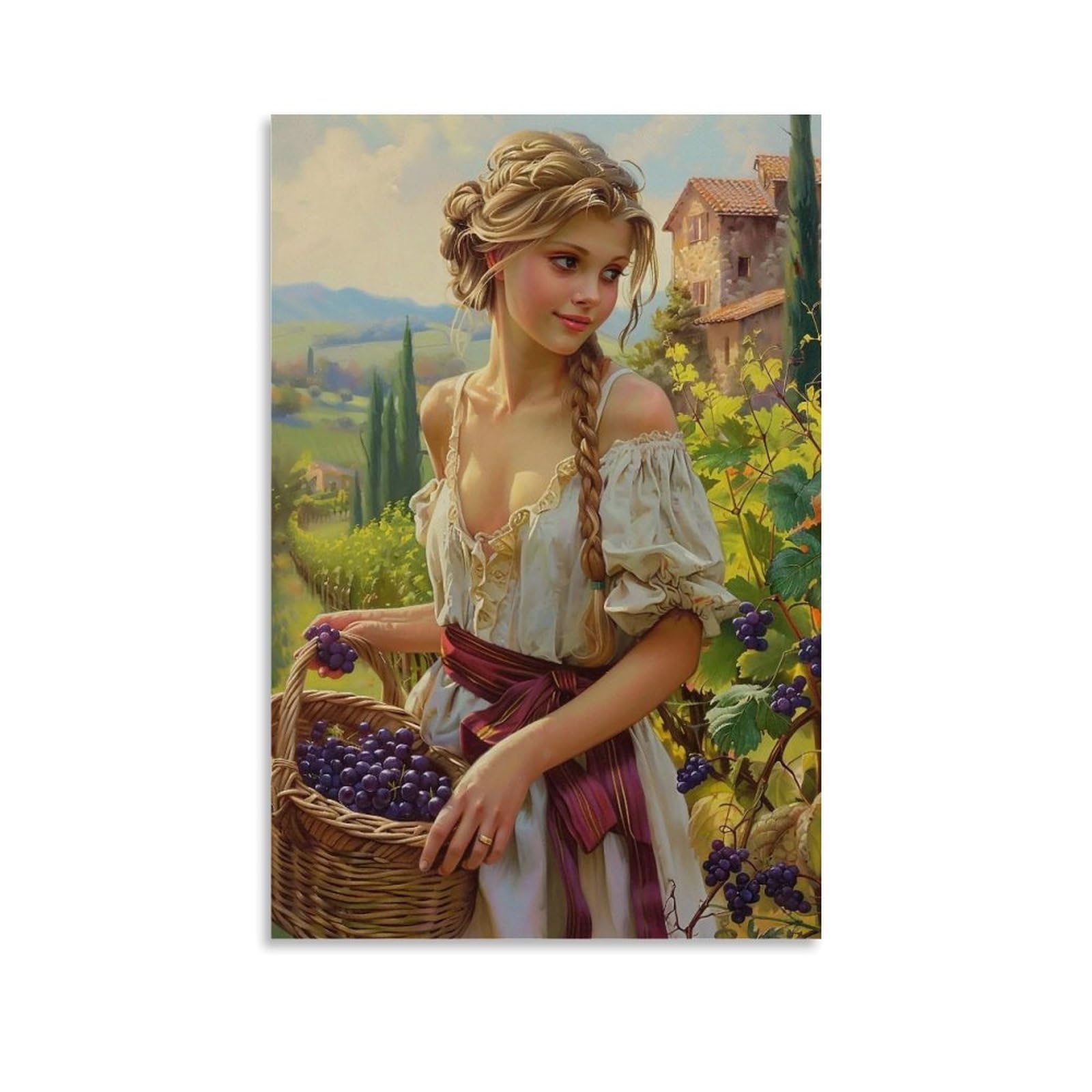 Hueryryhy Unframe-Style 20X30inch Nostalgic Tuscan Vineyard 01 Poster Wall Art Canvas Vintage Aesthetic Painting Decor For Rooms 20X30inch Unframe-Style