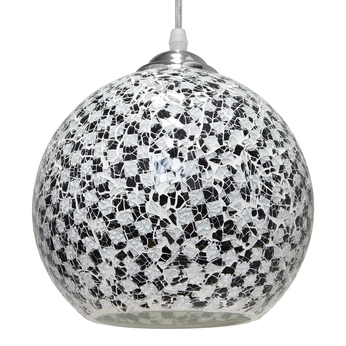 Long Life Lamps Company Globe Pendant Light Mosaic Glass Black And White Crackle Ceiling Lamp Shade H3012 from B&Q