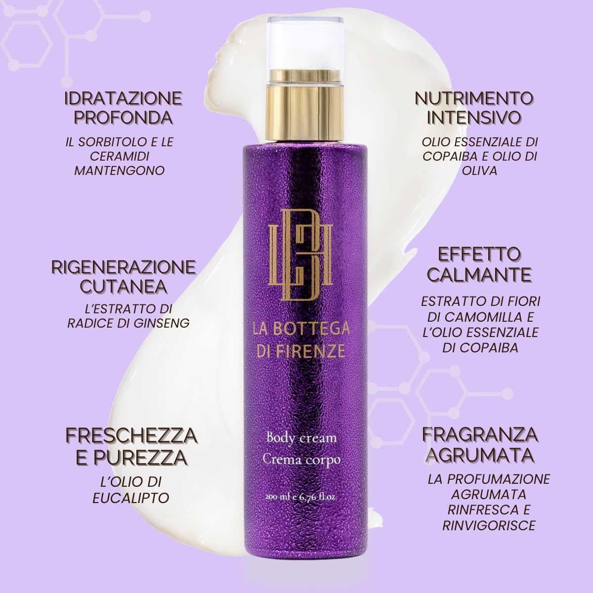 La Bottega di Firenze Feuchtigkeitsspendende Körpercreme 200 ml – tiefe Feuchtigkeit und intensive Nährstoffe