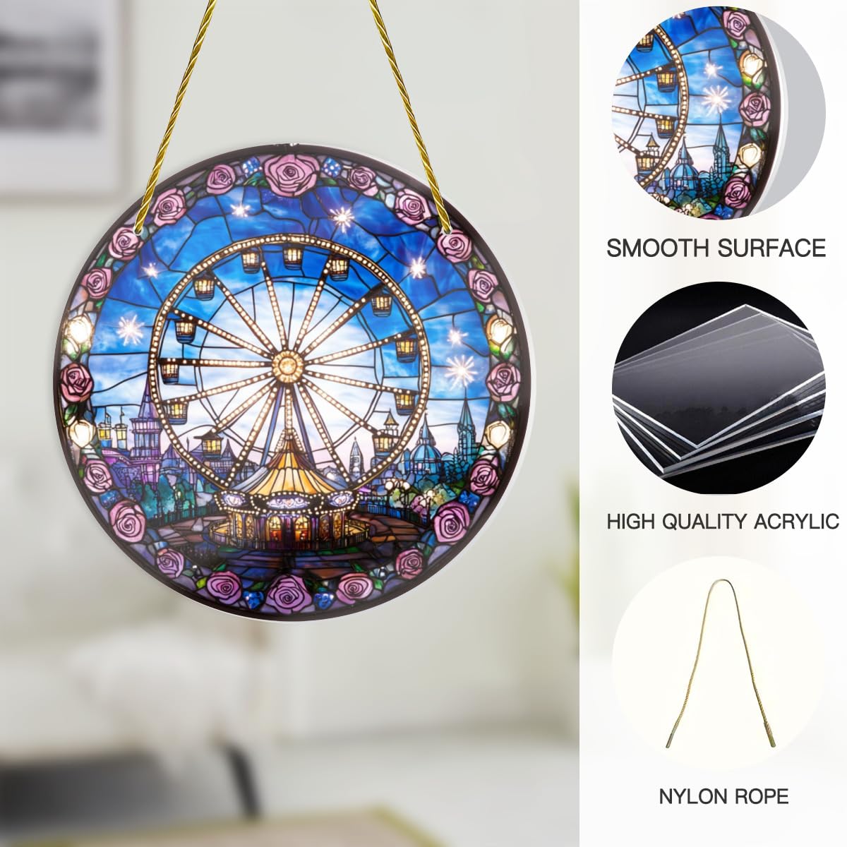Amazon.com: Vextrovia Flowers and Ferris Wheel Stained Glass