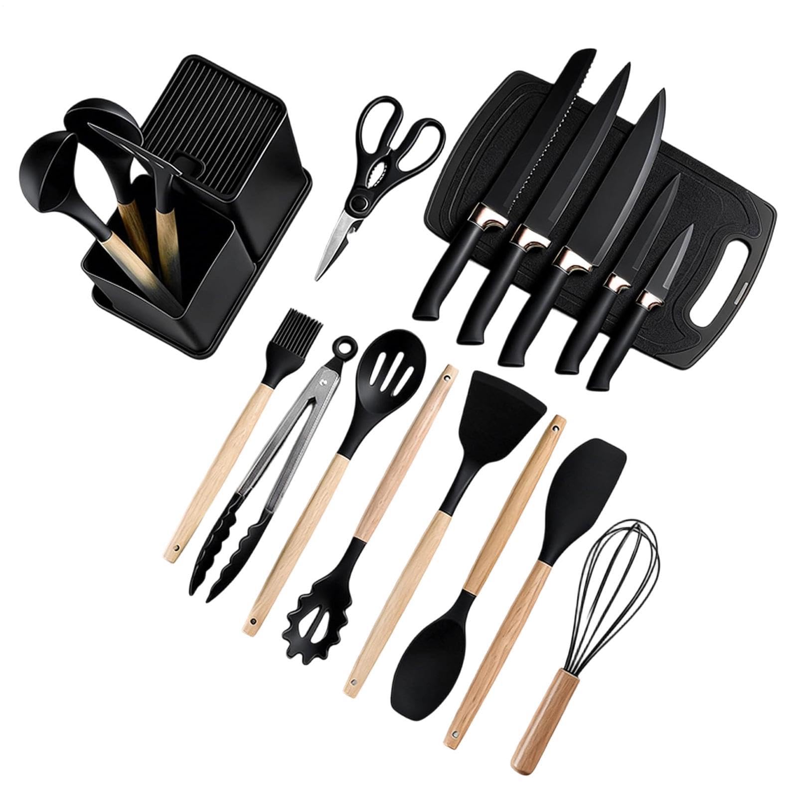 Strumenti Da Cucina Set da 19 Pezzi in Silicone Antiaderente Resistente al | Set di Strumenti da Cucina per la Casa Interno Top da Cucina