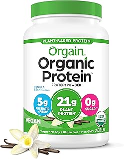 Orgain Organic Vegan Protein Powder, Vanilla Bean - 21g of Plant Based Protein, Low Net Carbs, Gluten Free, Lactose Free, ...