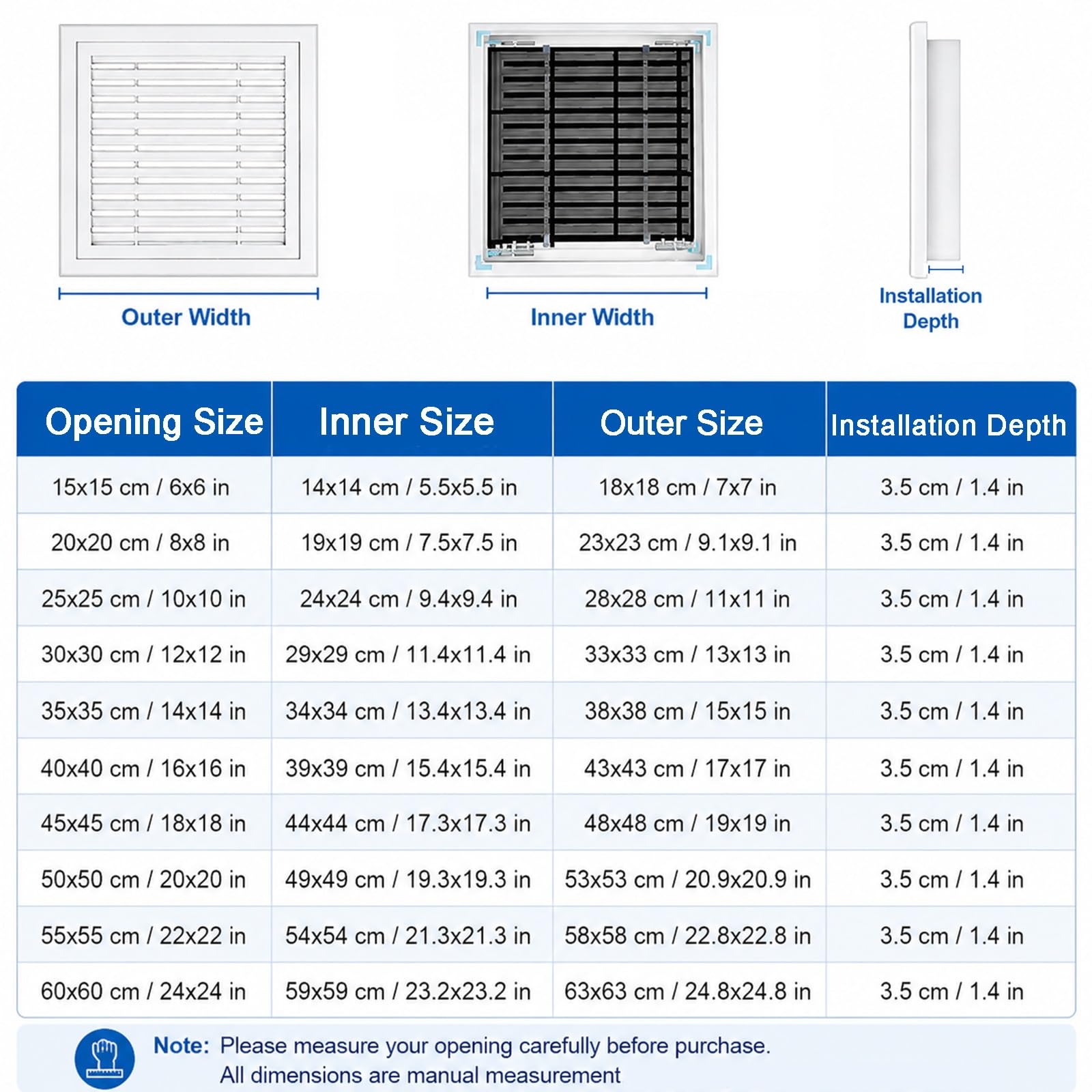 ABS Panel de Acceso, Filtro de Nailon ExtraíBle, Puerta de Inspección | Panel de Acceso Electricidad, Marco de Esquina Reforzado, Rejilla de Ventilación para Montaje en Techo y Par(40x40cm/16x16in)