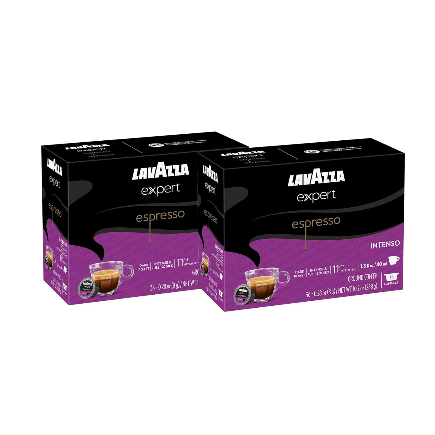 Lavazza Expert Espresso Intenso Capsules, Dark Roast, Arabica and Robusta Blend, Compatible with Lavazza Classy Machines (72 Capsules)