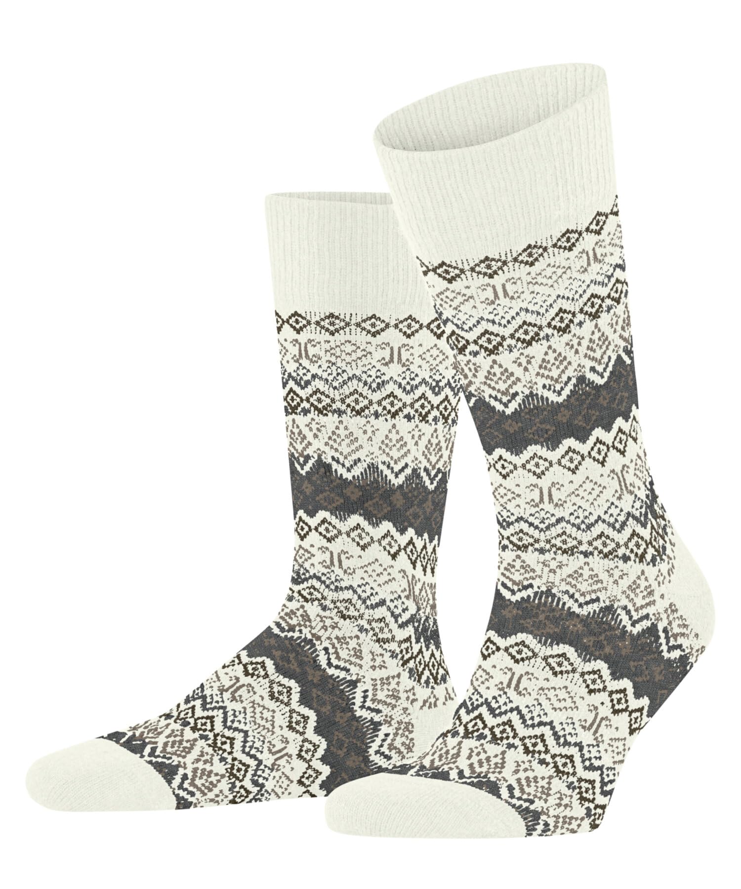 FALKE Men's Aspen M So Wool Cashmere Patterned 1 Pair Socks, White Off-White 2040, 5.5-8