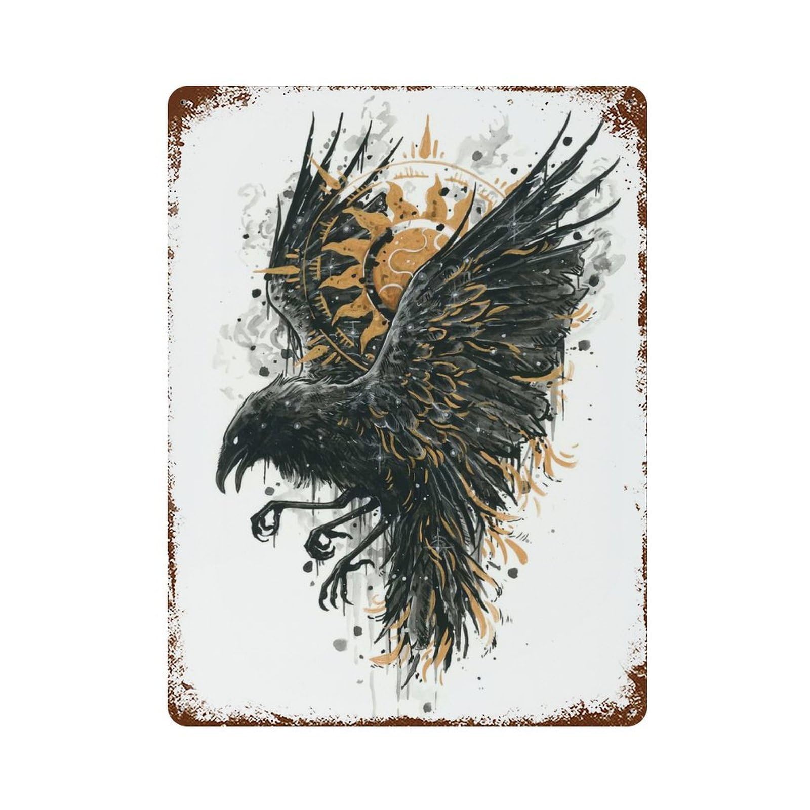 Rust Effect Three Legged Crow Vintage Rust Metal Sign 15.7"x11.8", Rustic Home Decor for Farmhouse, Kitchen And Entryway Decor