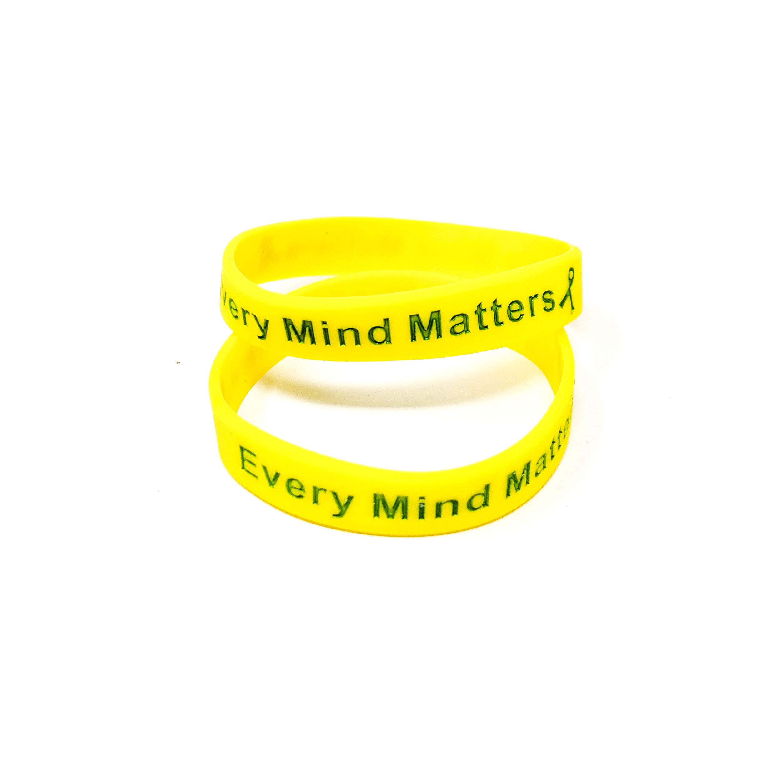 2 Pack Every Mind Matters Mental Health Awareness Bracelet MHA Wristband (Large 20cm, x2 Yellow)