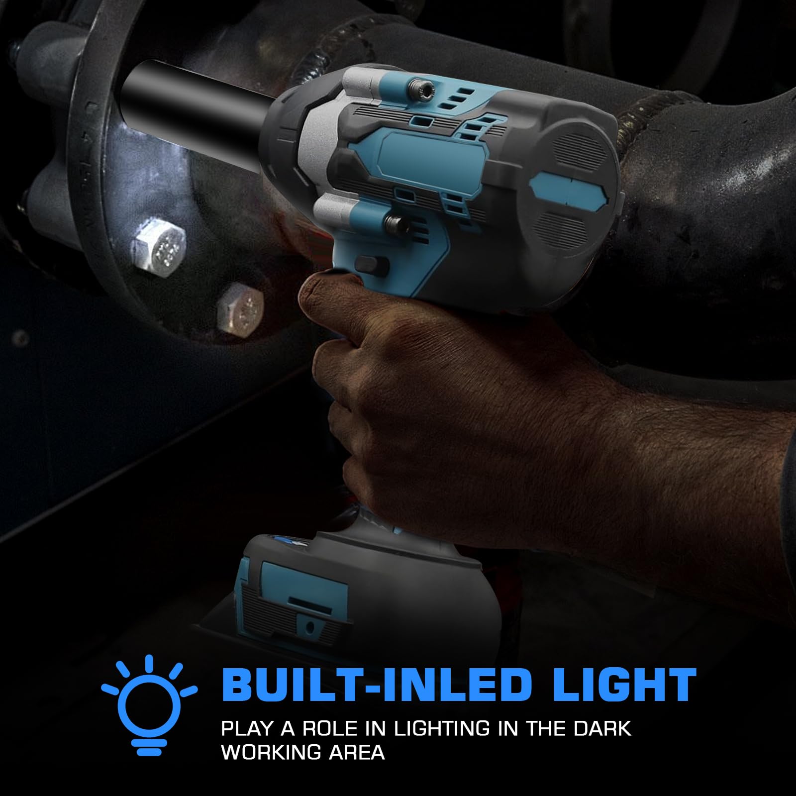 LIROPAU Avvitatore a Impulsi Brushless, 1/2" 1000Nm Chiave a Urto Elettrica compatibile M-akita 18V, Coppia Elevata Avvitatori a Massa Battente con 6 bussole, Trapano Batteria per Auto e Casa
