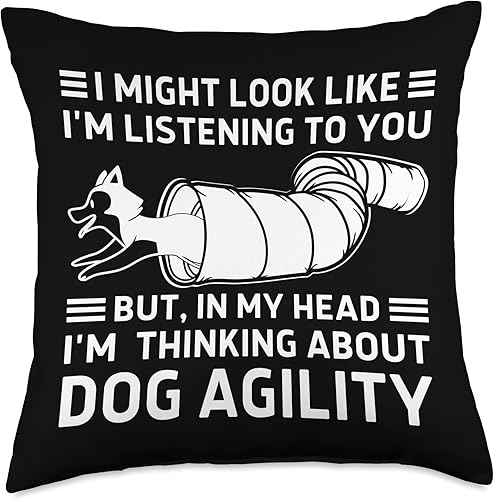 Head, Funny Dog Agility - Almohada de 18 x 18 pulgadas, multicolor