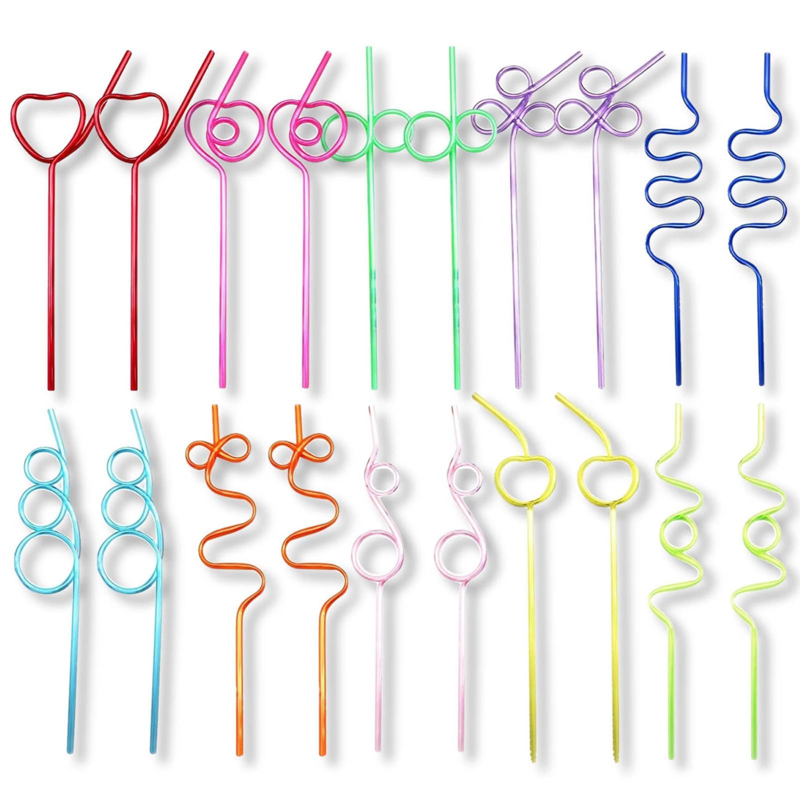 20 Pcs Bendy Straws, Straw, Drinking Straws Creative Modeling Straws Beverage Decorations Suitable for Milk Juice Cocktails Family Bar Drink Shop Wedding Birthday Family Reunion Curly Straw