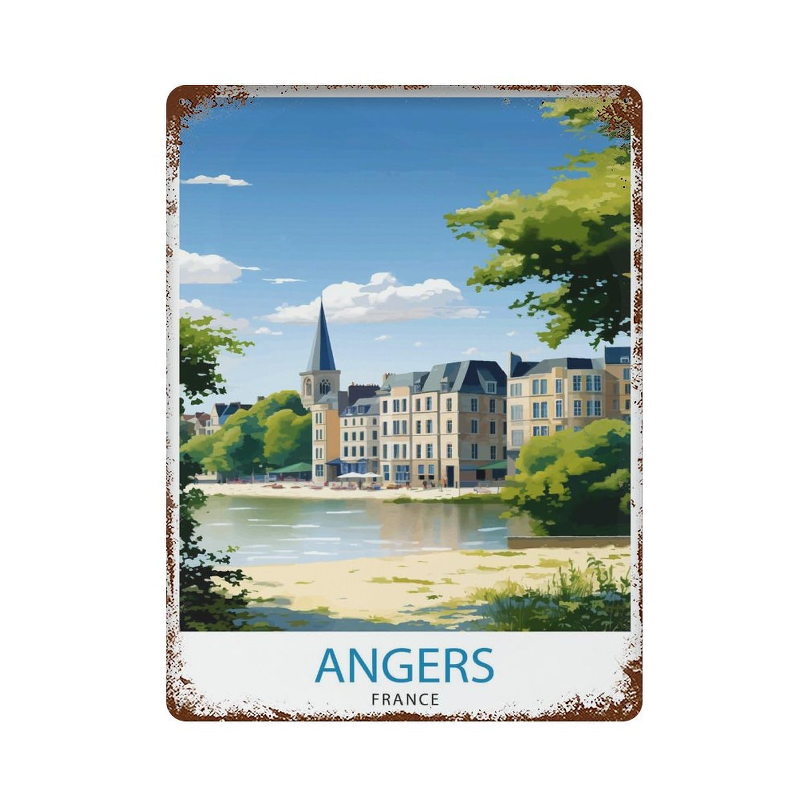 xiaoxiaoshen Angers France Travel 4 Wall Decor Art Metal Tin Poster Modern Home Decor Art Home Bar Shop Decorations Vintage Sign 40x30cm