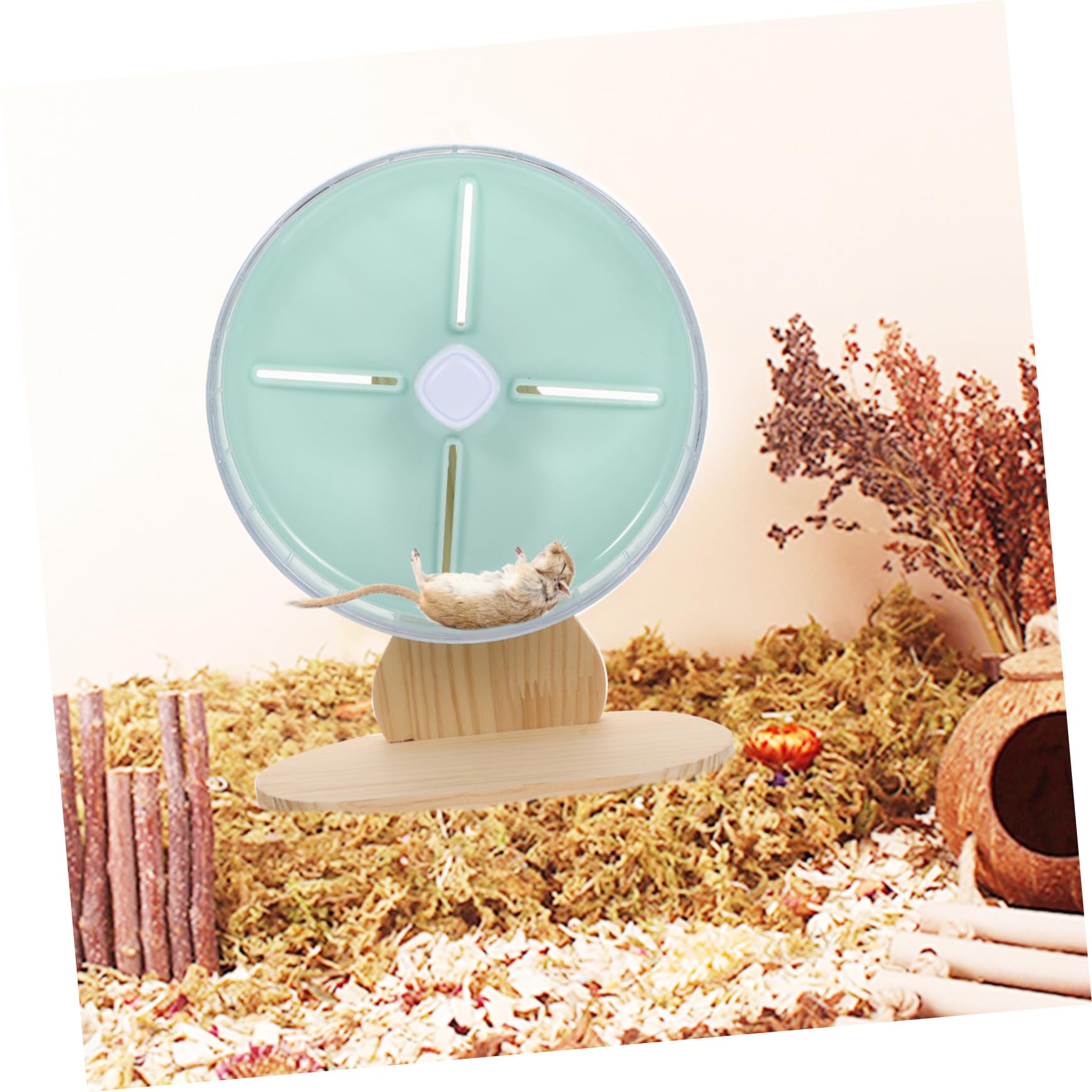 Levemolo 1ensemble Roue Silencieuse pour Petits Animaux Hamster Gerbille Chinchilla avec Support Design Adorable Et Parfait pour Divertissement Rongeurs