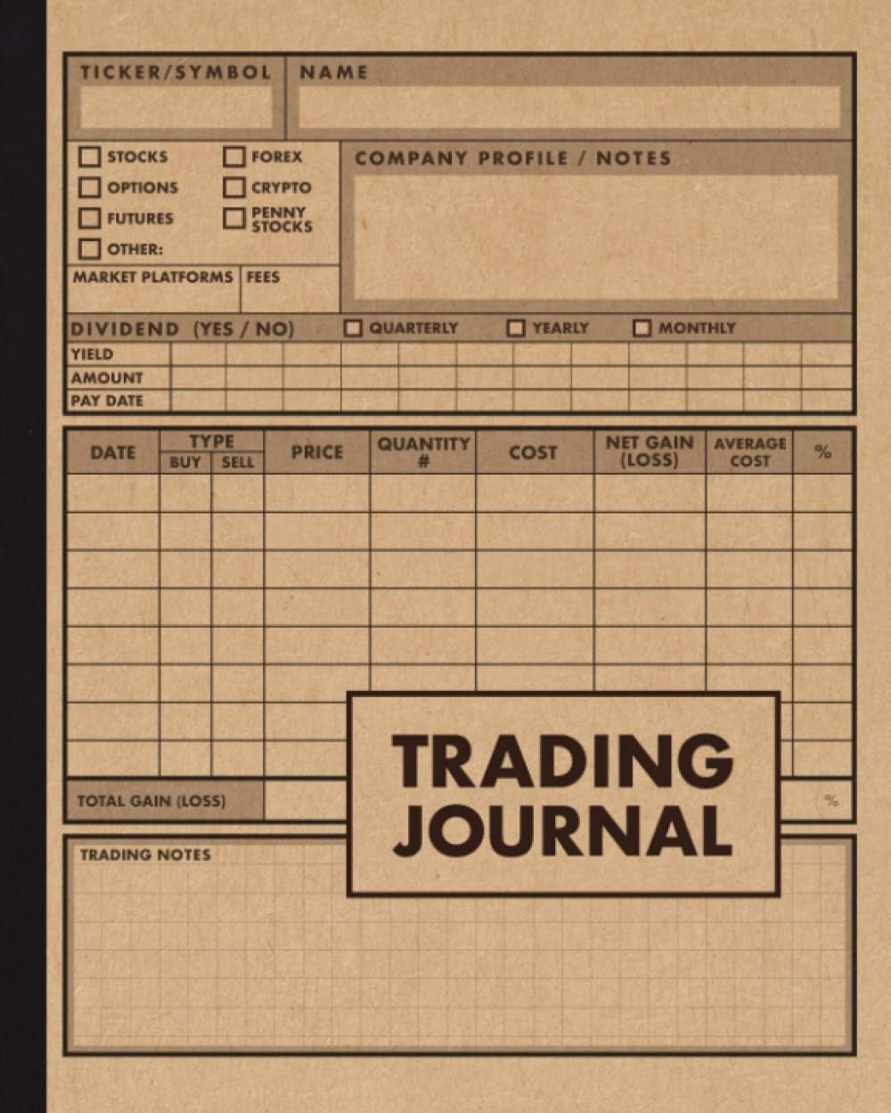 Trading Journal: Stock trading log and investment journal notebook 120 Pages