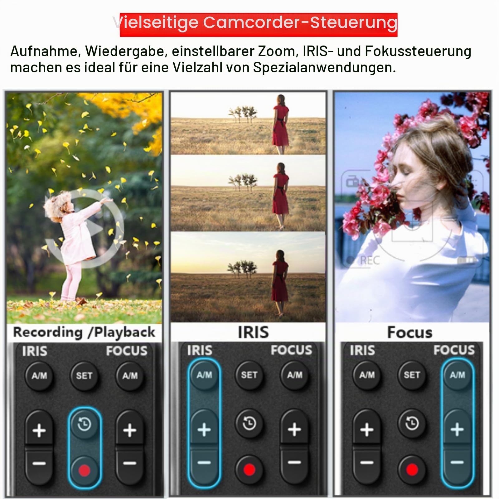PHOLSY Camcorder Zoom Remote Control Controller Fernauslöser für Canon Sony | Kabelloser Fernauslöser mit 2,5mm LANC Buchse, Video-Zoom, Fokus, IRIS Videoaufnahme Fernauslöser für Canon Sony Camcorder
