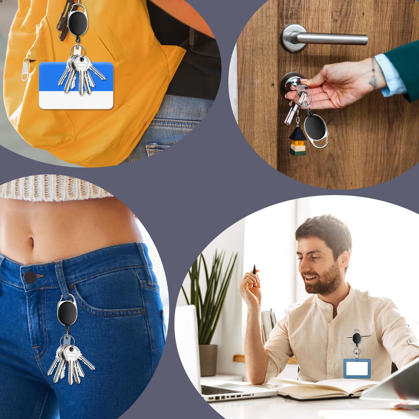 Porta Badge Retrattile Bobina con Portachiavi 3 Pcs Clip MXTIMWAN