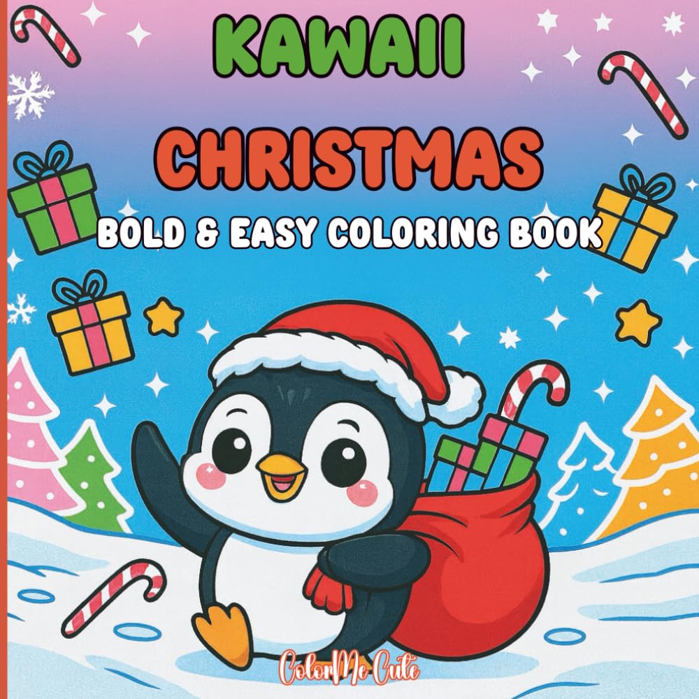 Kawaii Christmas Bold & Easy Coloring Book