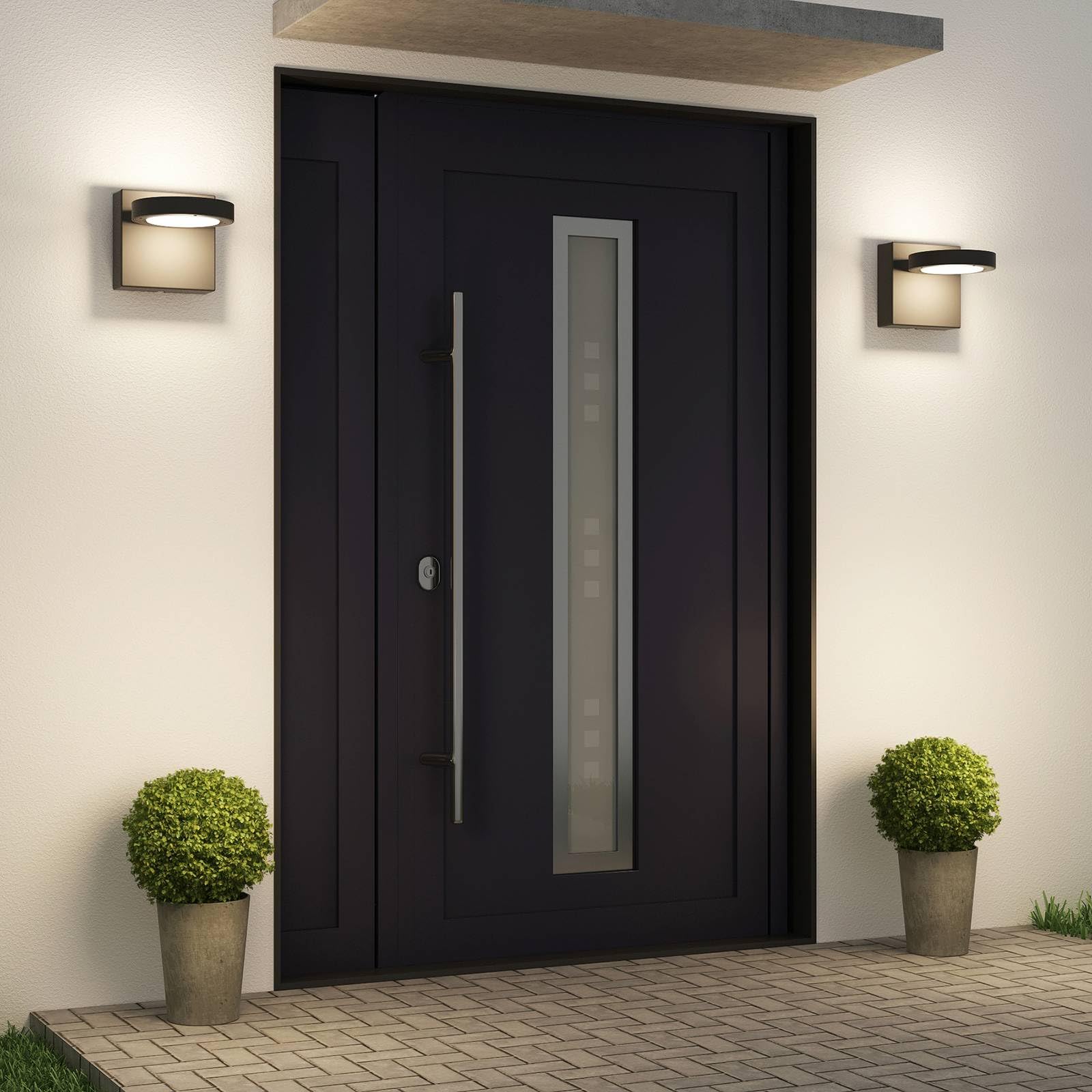 Lucande Applique LED da esterni (Moderno) colore Nero, in Alluminio lampadina inclusa applique lampada outdoor per facciata/parete terrazzo e