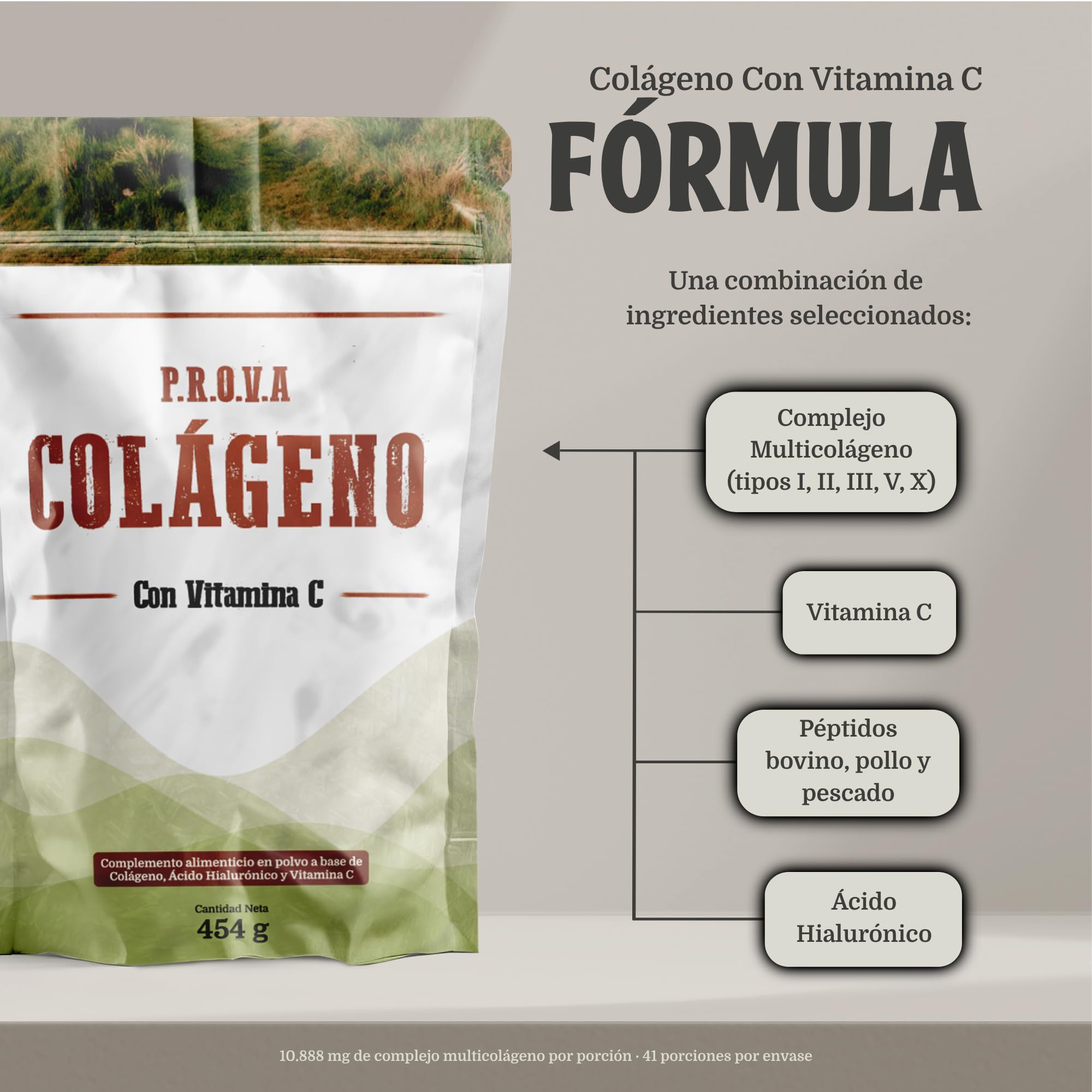 Colágeno Multicólageno Hidrolizado en Polvo | Tipos I, II, III, V y X | Con Vitamina C y Ácido Hialurónico | Colágeno para Mujeres y Hombres (454 g)