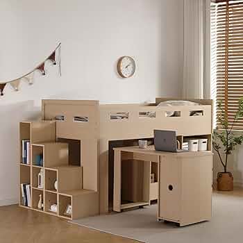 Amazon｜Kayapy システムベッド ロフトベッド 階段付き S 木製