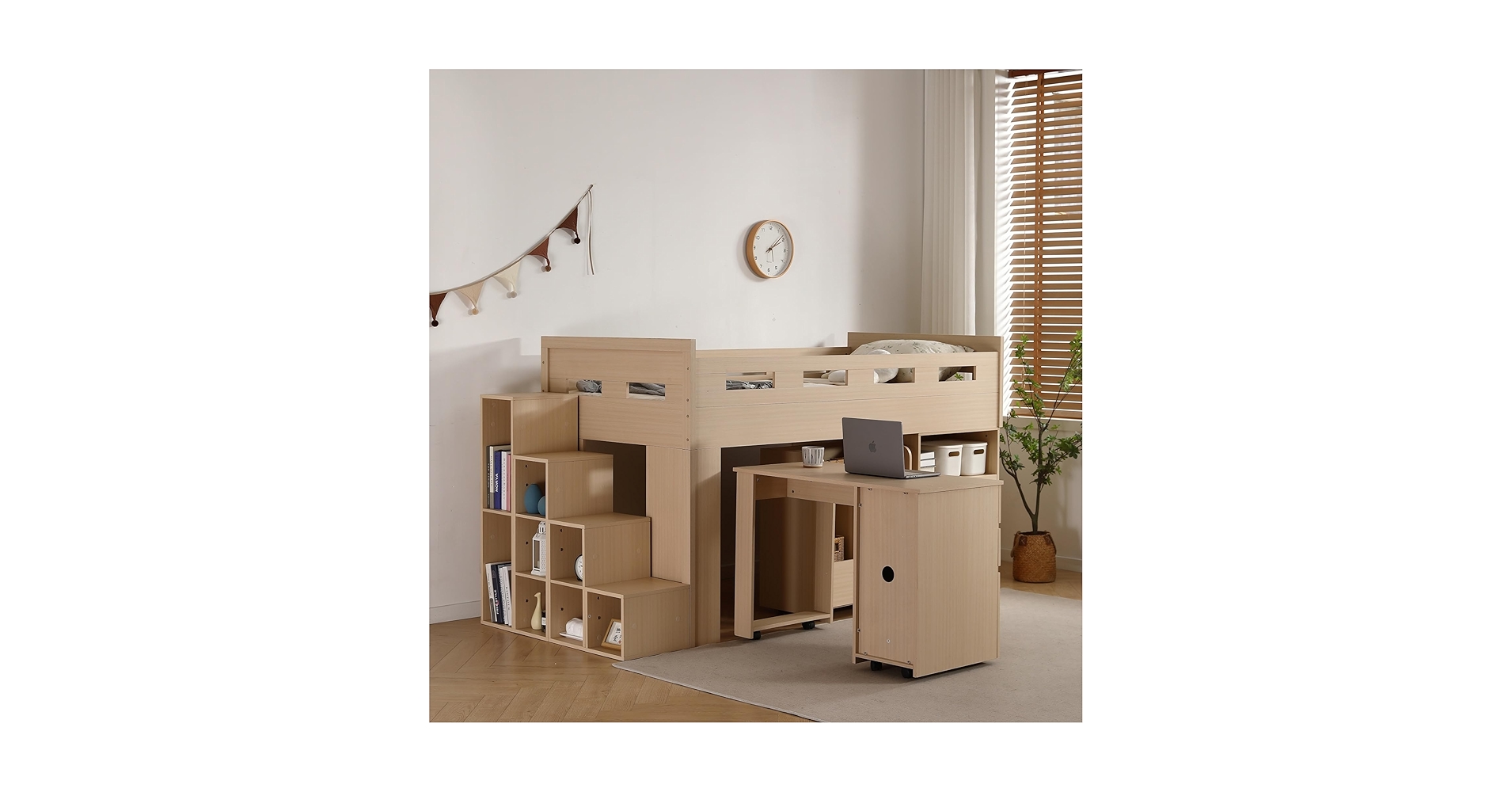 Amazon｜Kayapy システムベッド ロフトベッド 階段付き S 木製