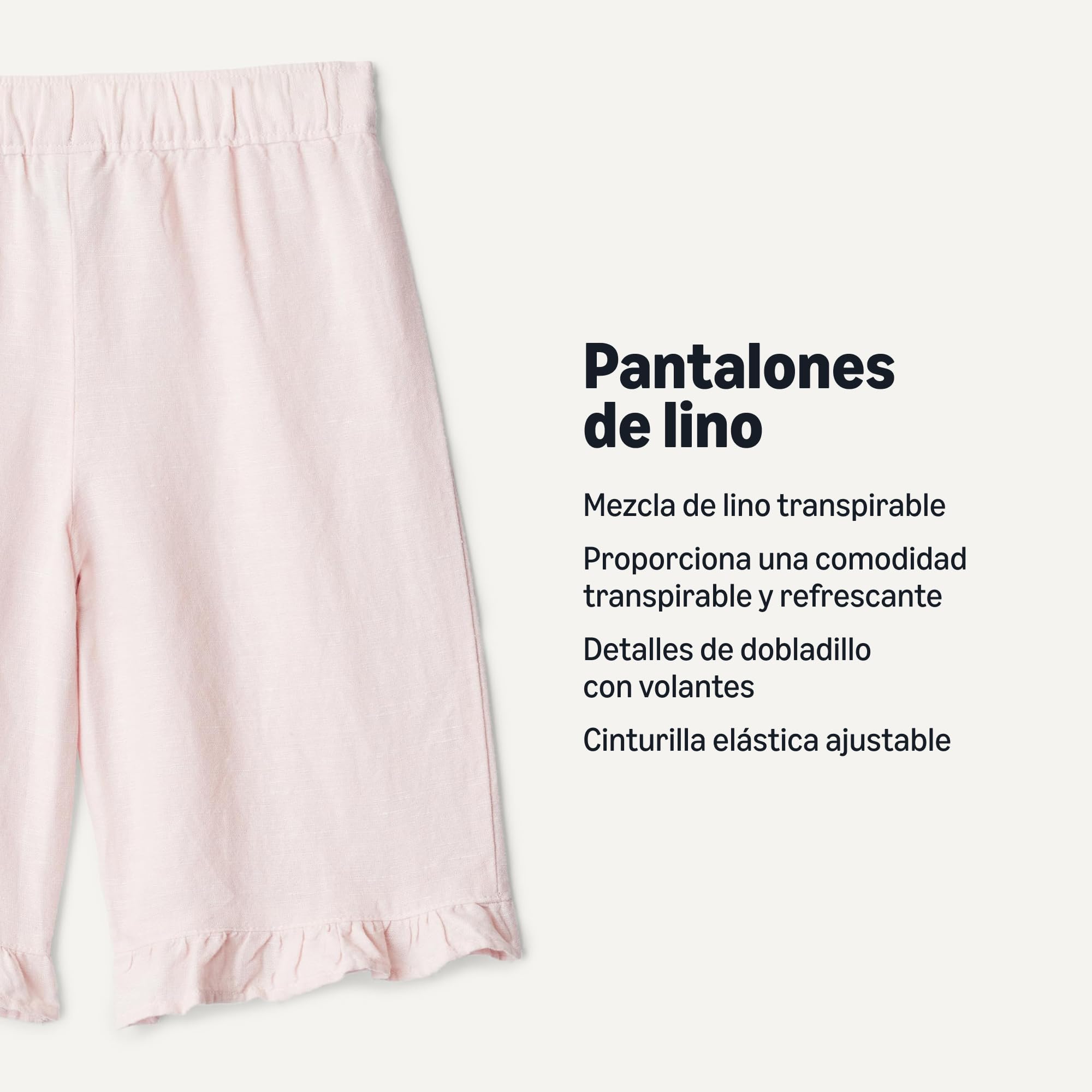 Amazon Essentials x Sofia Grainge Pantalón sin Cordones de Lino y Algodón con Volantes Unisex Bebé