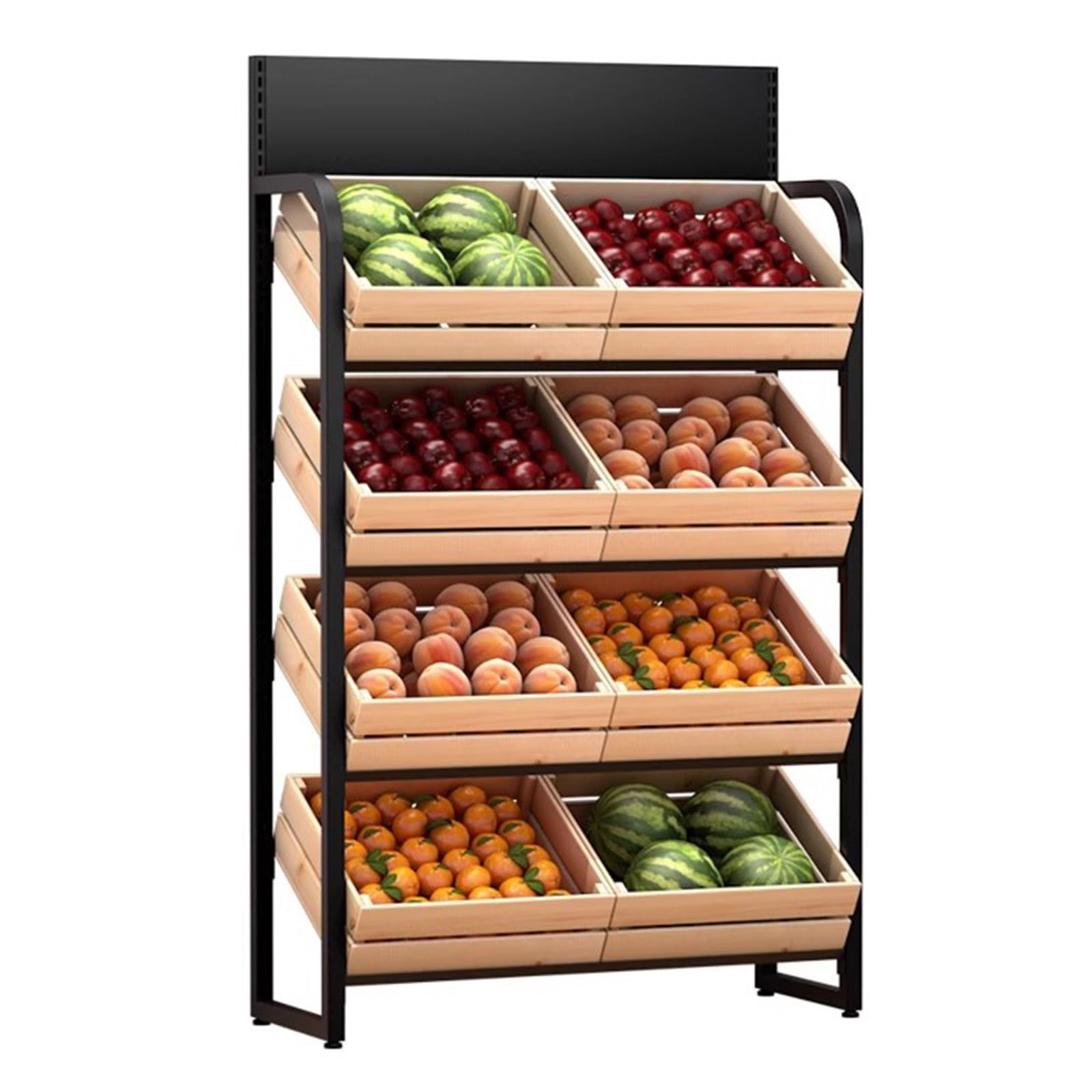 WDJBPSH 8 Korb Obstständer für Küchentheke, Groß Kartoffel-Zwiebel Gemüse-Regal, 4-stufige Snacks/Brot/Bastelmaterial/Wein Organisator, Platzsparend(Wooden Basket)