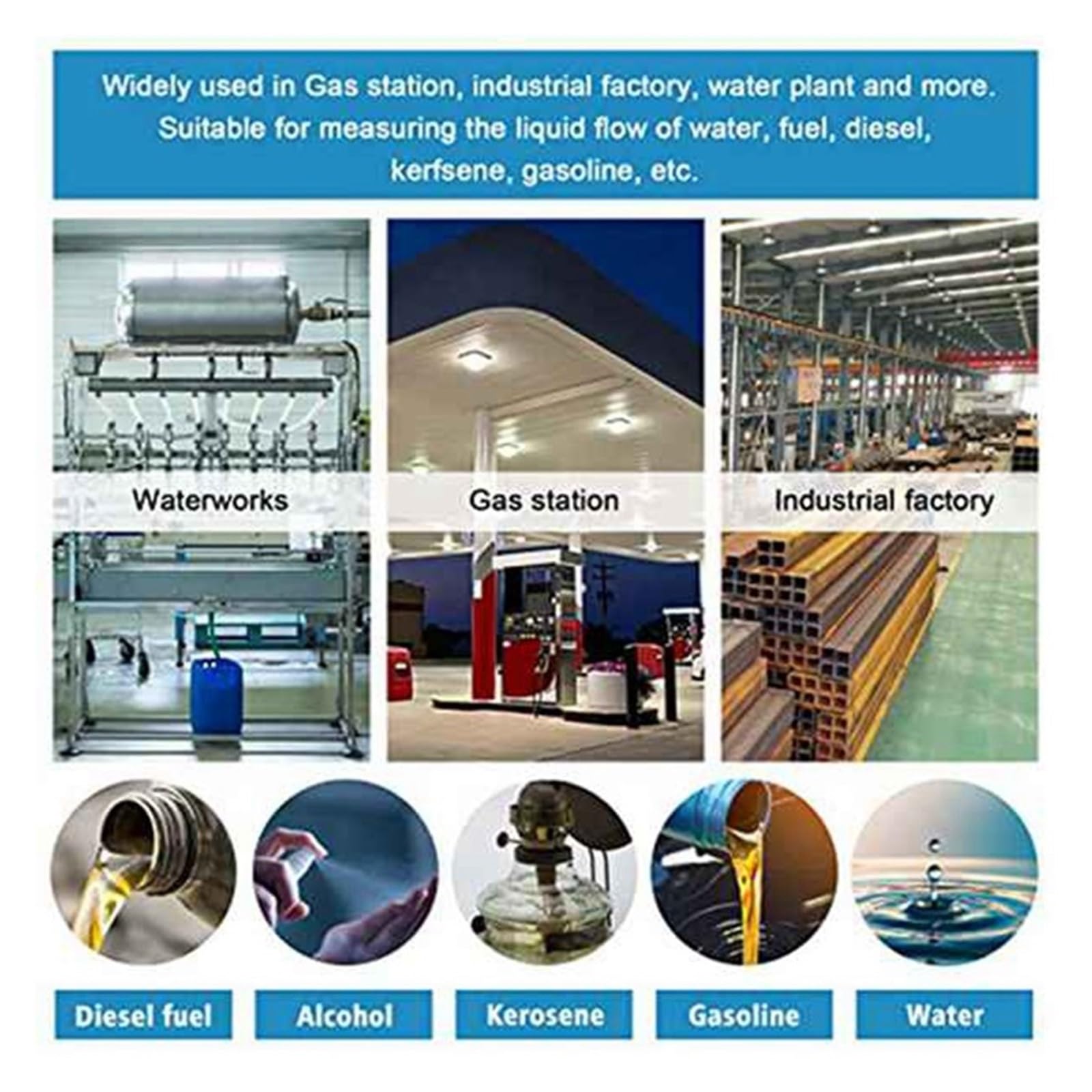 Medidor de Flujo de Agua Contador de Agua Digital, Medidor De Flujo De Aceite De Metanol, Medidor De Flujo De Aceite De Metanol, LCD Digital Electrónico Electrónico De Alta Precisión De Aleación De Al