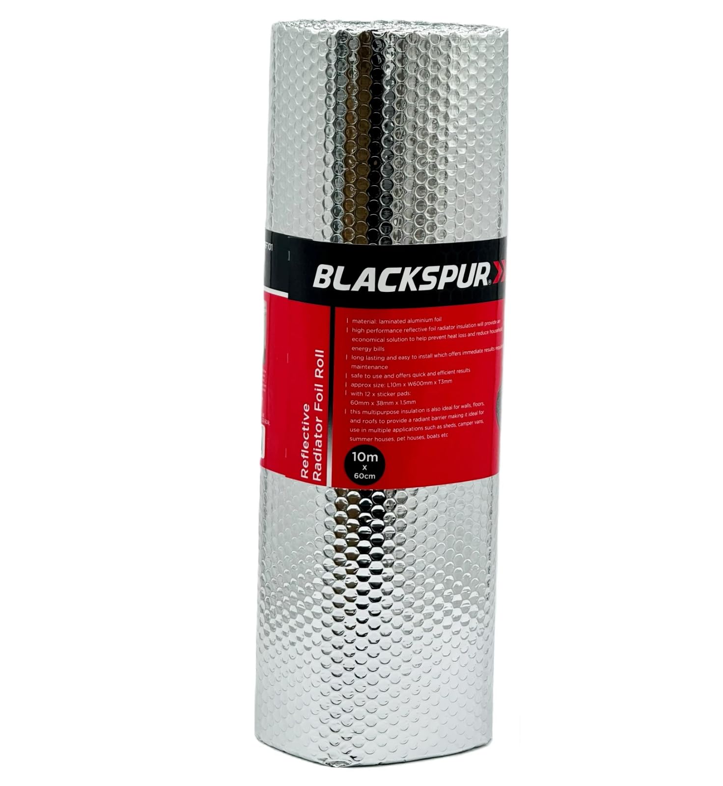 Optimal Products 10M X 60Cm Radiator Foil Reflector Roll – Heat Reflective Radiator Foil Panels And Insulation Sheet – Radiator Reflector Foil For Behind Radiators – Thermal Radiator Insulation Includes Sticky Pads
