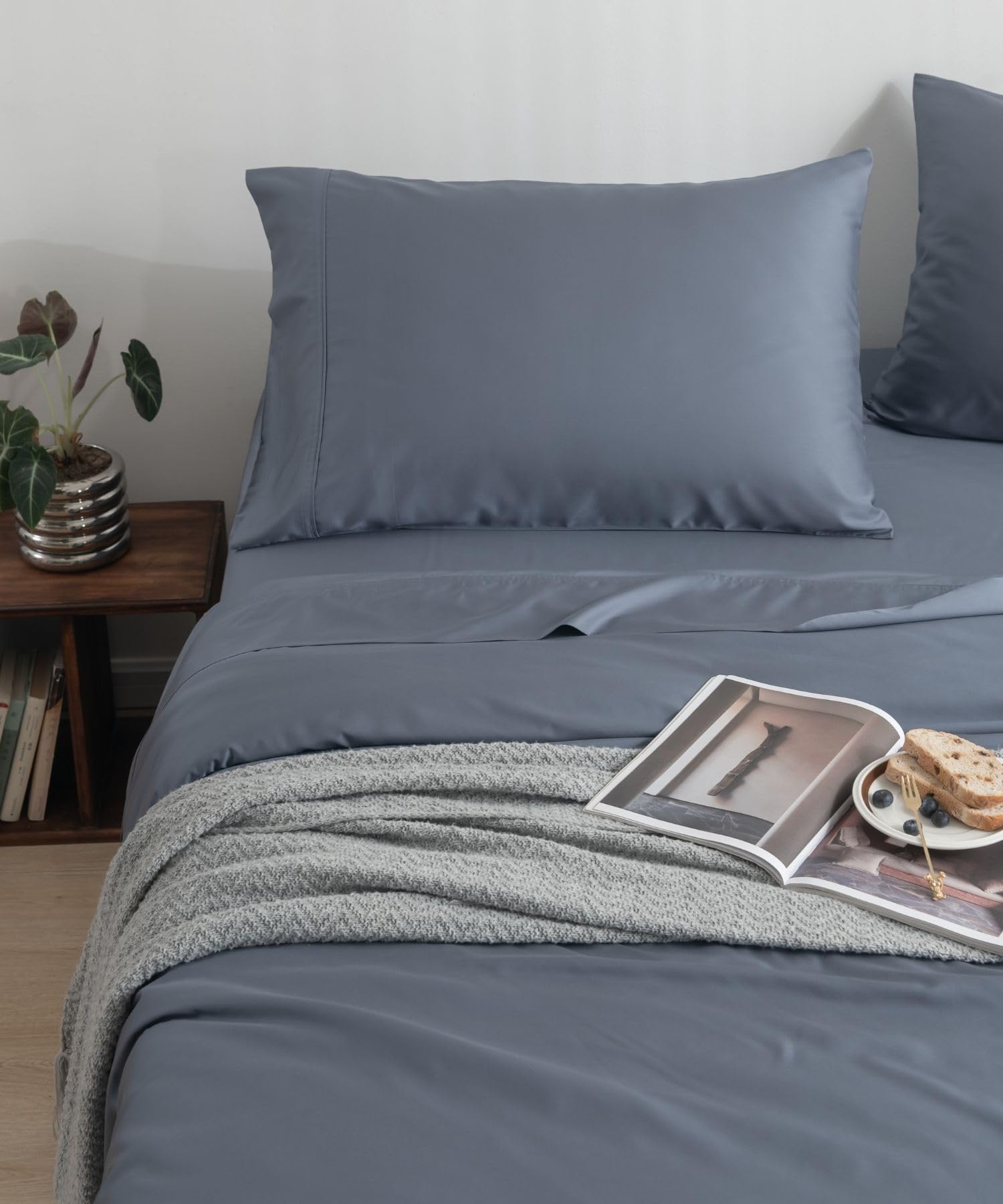 Bamtek Twin Size Sheet Set, 100% Viscose from Bamboo Sheets, Deep Pocket Up to 18", Breathable Luxury Bed Sheets - Cooling Sheets for Hot Sleepers - 3 Piece Twin Sheets - Twin Size Sheets (Storm)