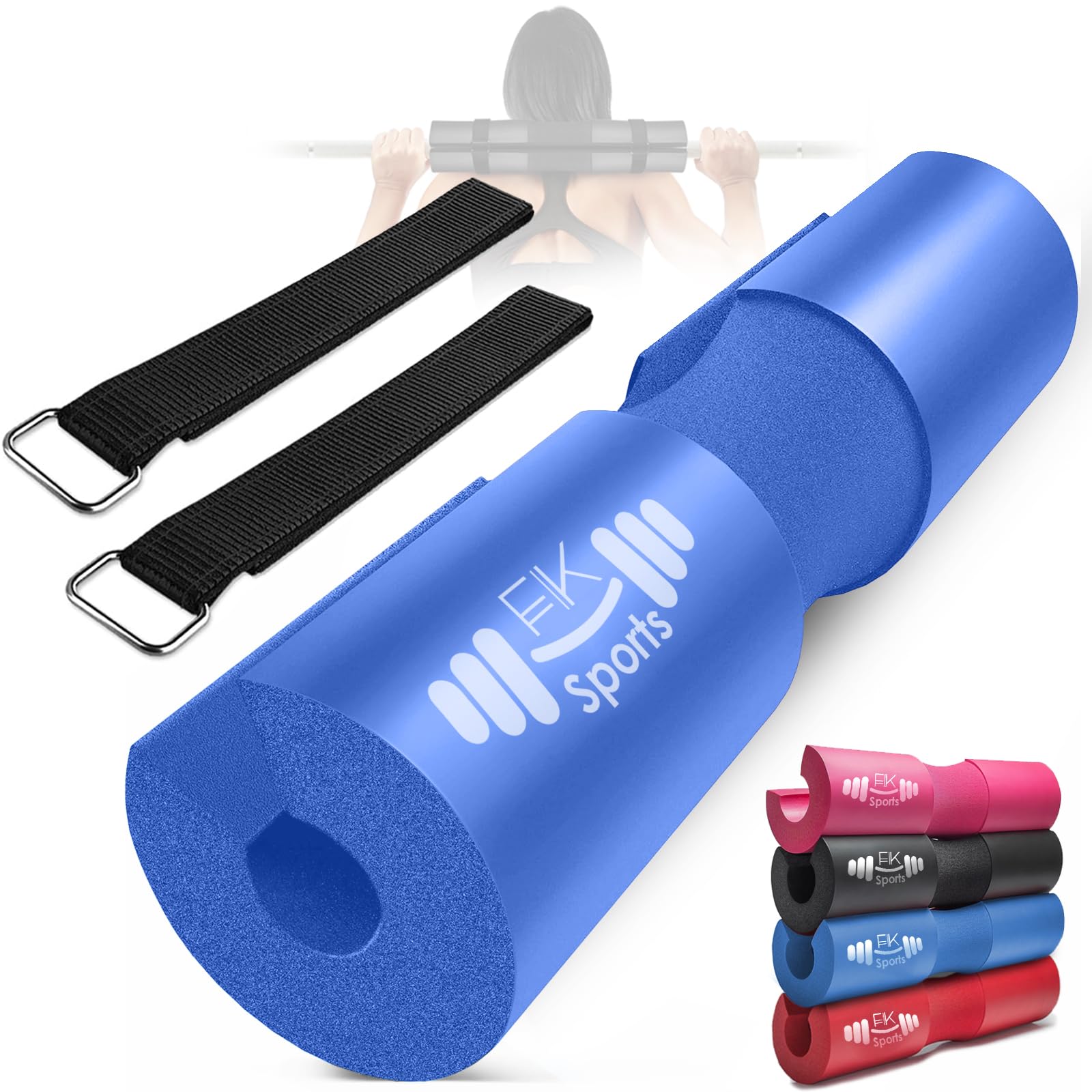 FK Sports Barbell Squat Pad, Extra Thick Foam Cushion Padding for Neck & Shoulder Support, Strength Training Equipment Attachments Gym Fitness Workout Cover for Hip Thrust, Heavy Weight Lifting Squats
