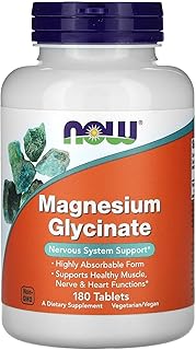 Now Foods، قرص های گلیسینات منیزیم با جذب بالا، 180 عدد