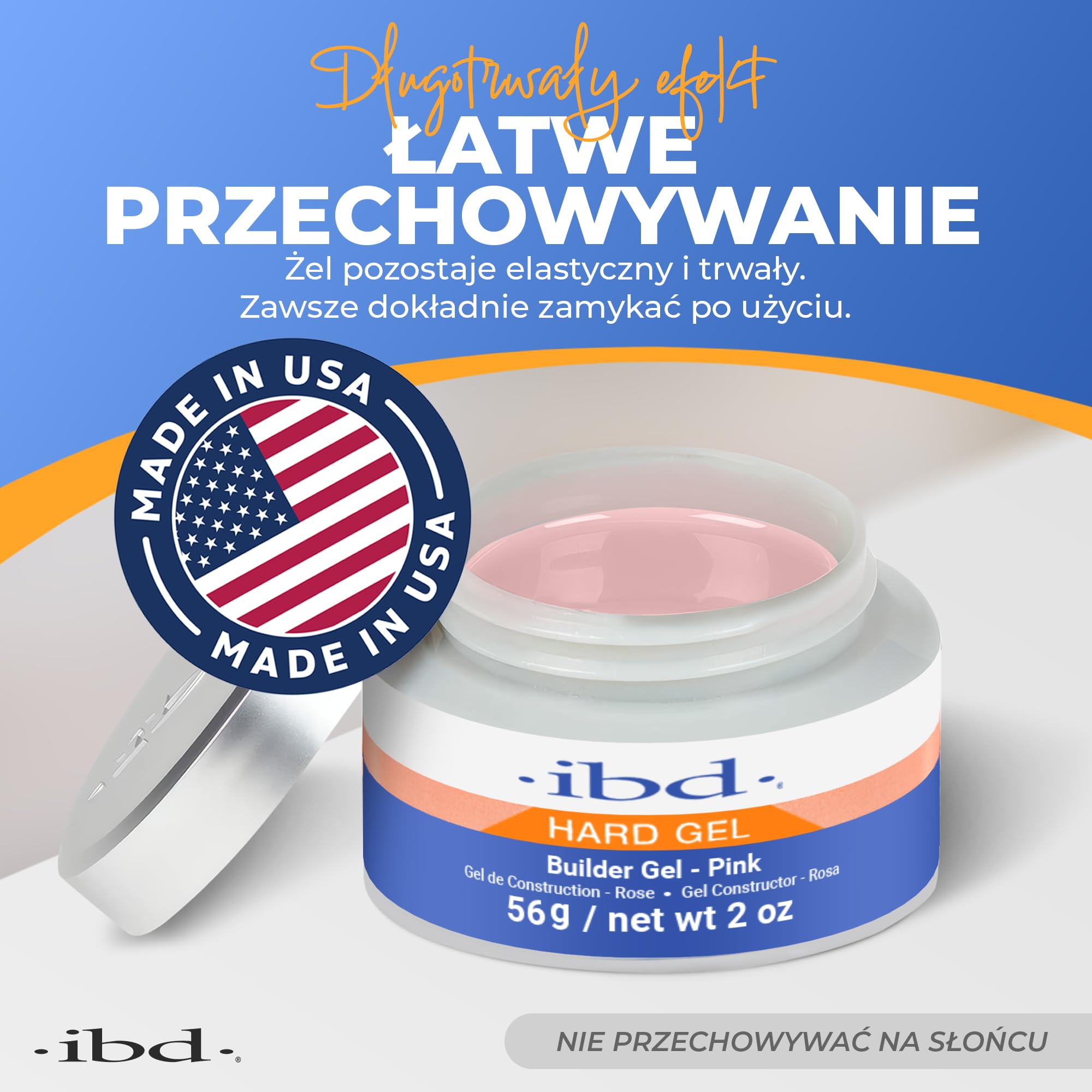 IBD Hard Gel - UV Builder Gel Pink, 1er Pack (1 x 56 g) – MADE IN USA – Premium żel budujący do paznokci, różowy
