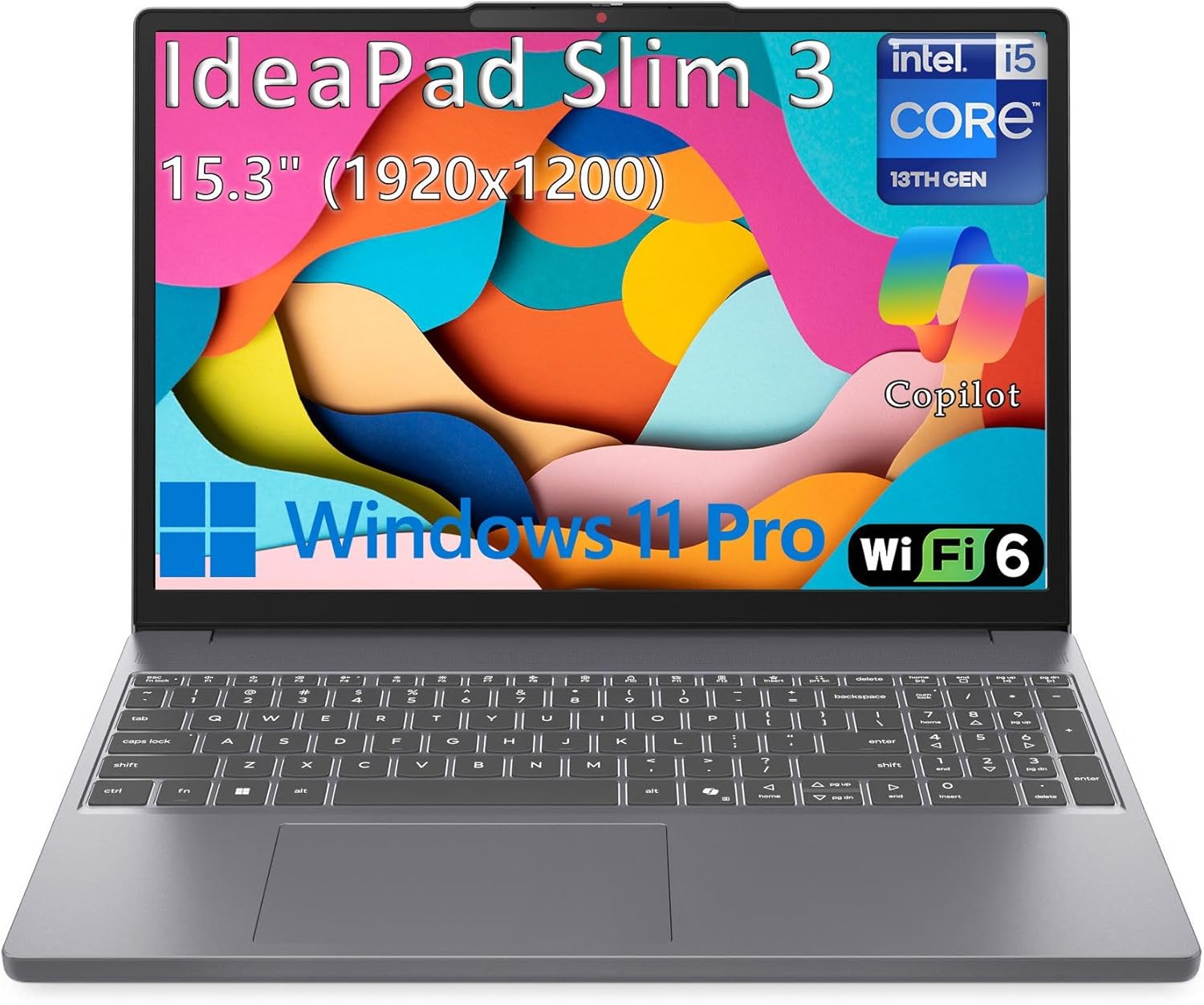 Lenovo Laptop Computer for Home Business, IdeaPad Slim 3, Intel 8-Core i5-13420H (Beat i7-1355U), 16GB DDR5 RAM, 512GB PCIe SSD, 15″ FHD+, WiFi 6, Type-C, Copilot AI, Luna Grey, Windows 11 Pro