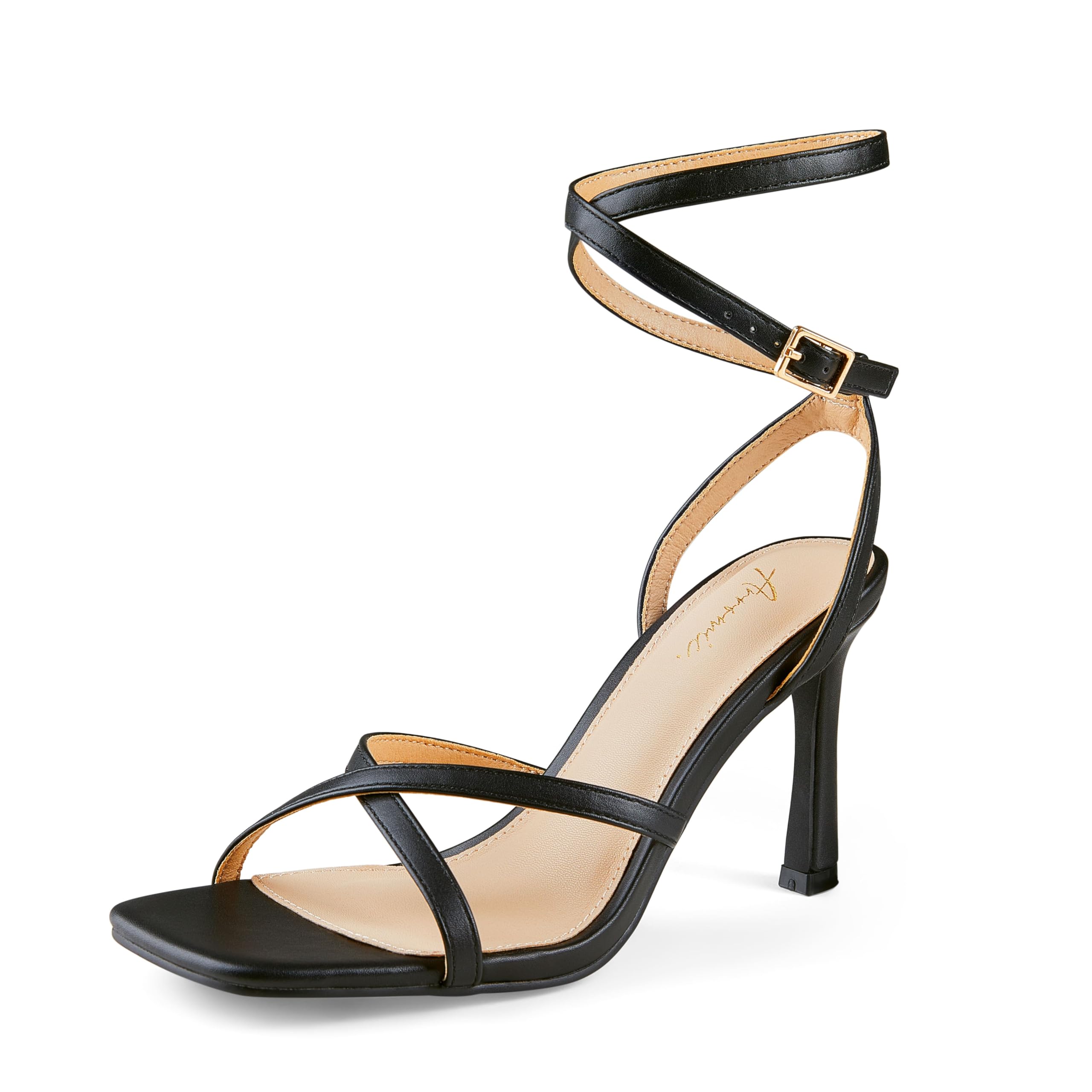 Arromic High Heels for Women Strappy Stilettos Square Open Toe Buckle Ankle Strap Sexy Wedding Dress Heeled Sandals