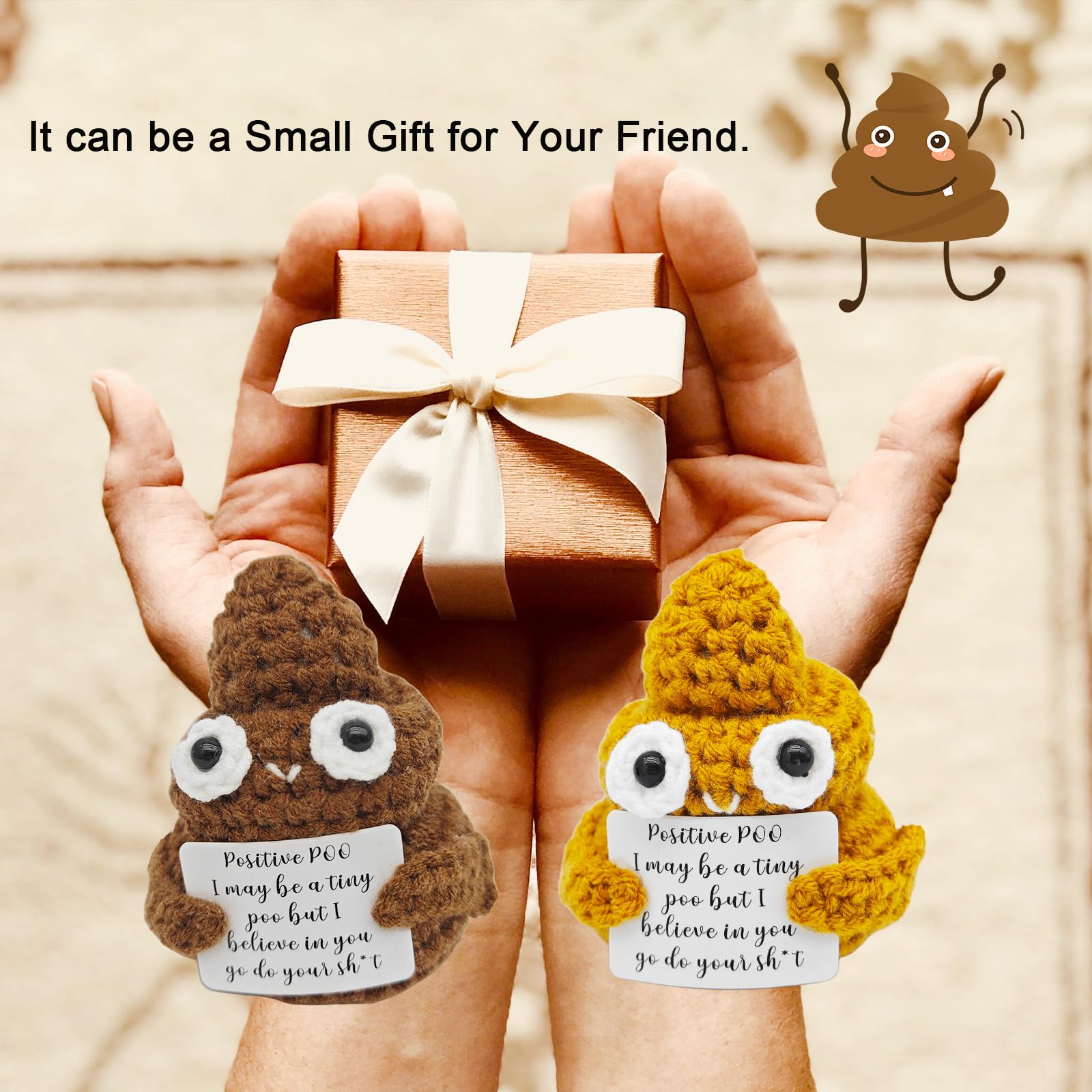 Mini Muñeca De Caca Positiva De Lana | 7.5 Cm | Regalo De Broma Con Mensaje Motivador | Algodón