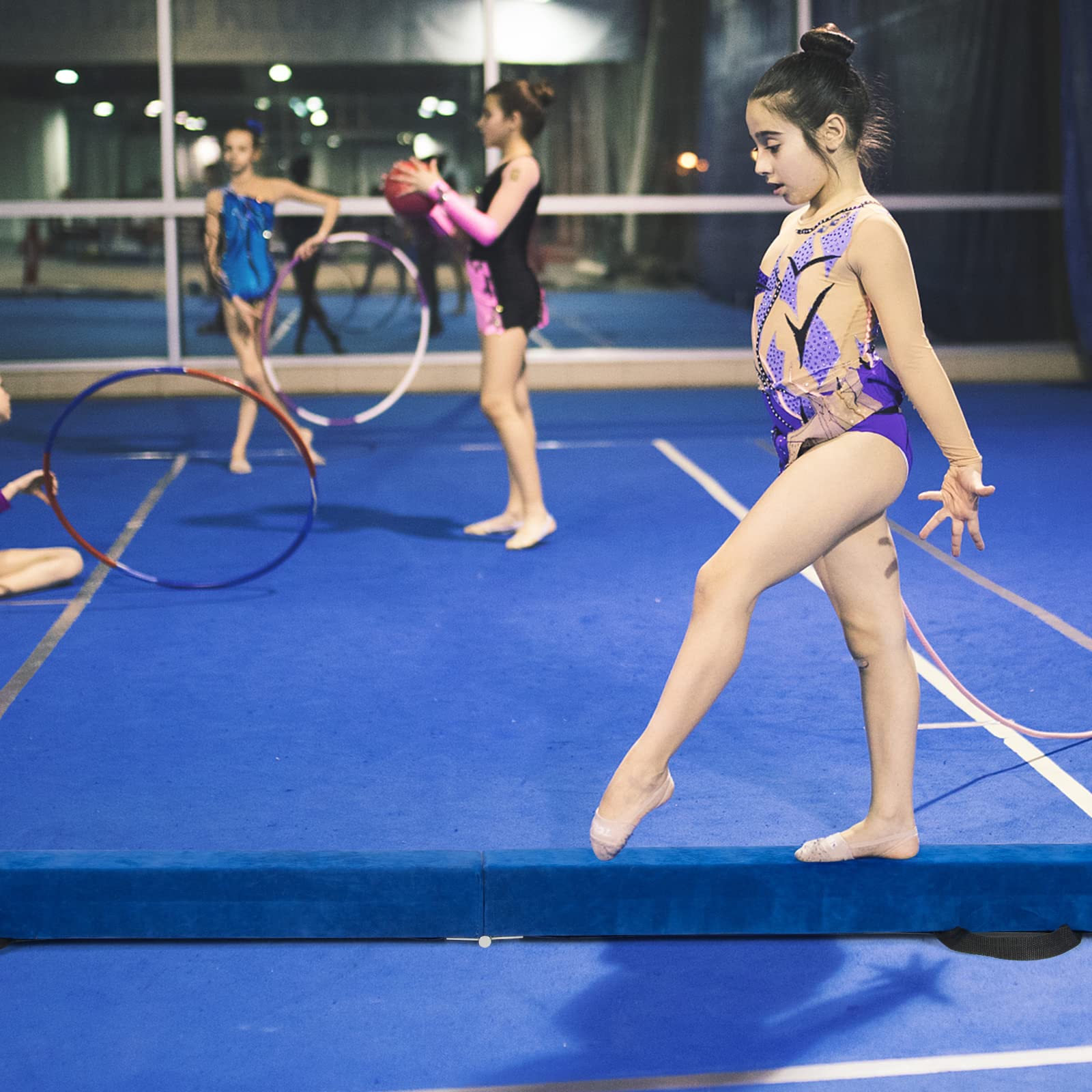 KOMFOTTEU Poutre d'Équilibre Pliable 210 cm, Poutre Gymnastique, Résistante à la Traction pour Enfants & Adultes, Charge jusqu'à 70 kg, Emballage en Velours, Entraînement de Gymnastique