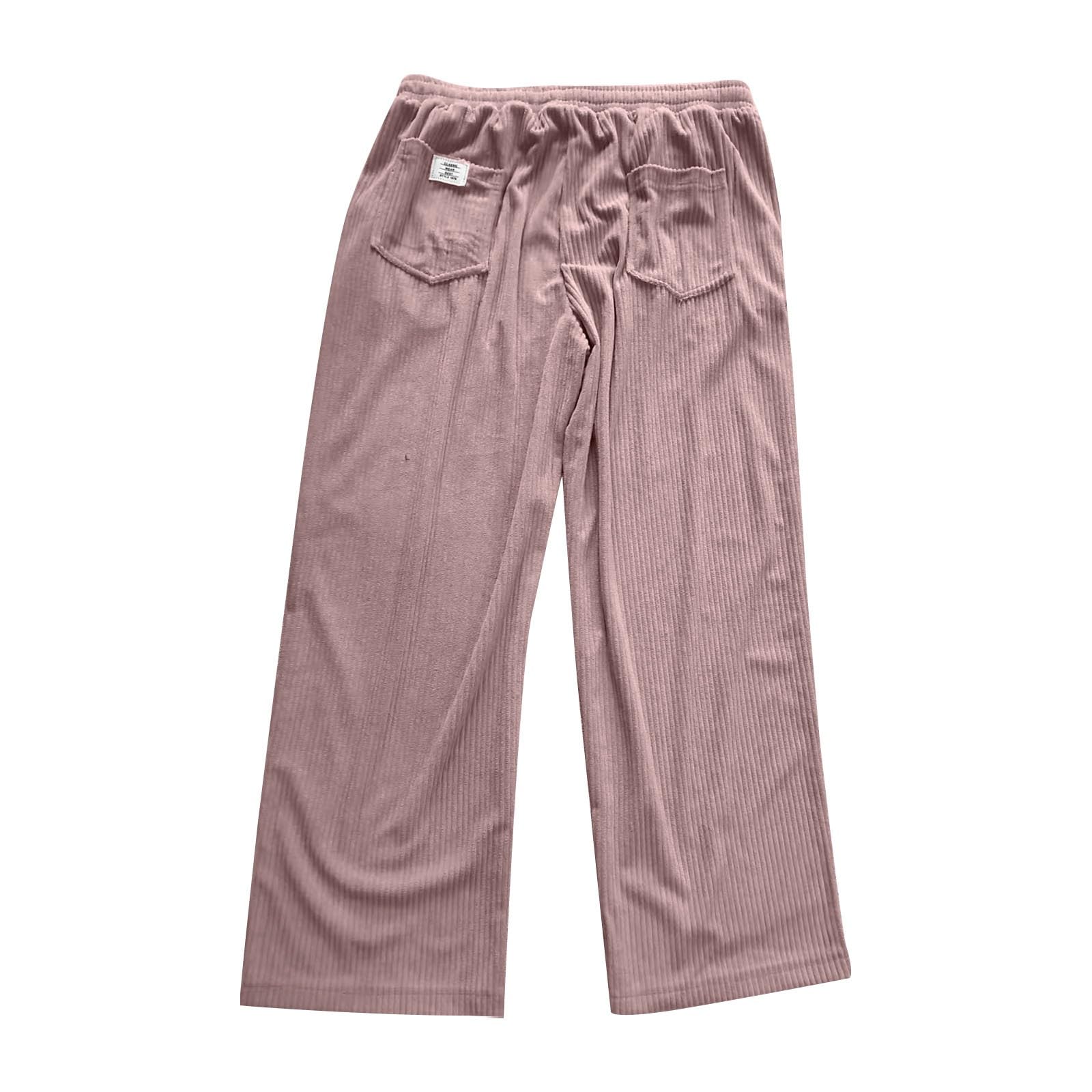 Generico Pantaloni di Velluto A Coste Uomo,Pantaloni Casual Uomo | Pantalone Wide‑Leg Vita Elastica Pantalone Dritti Coulisse Confortevole Con Tasche Streetwear Per Weekend City Outings