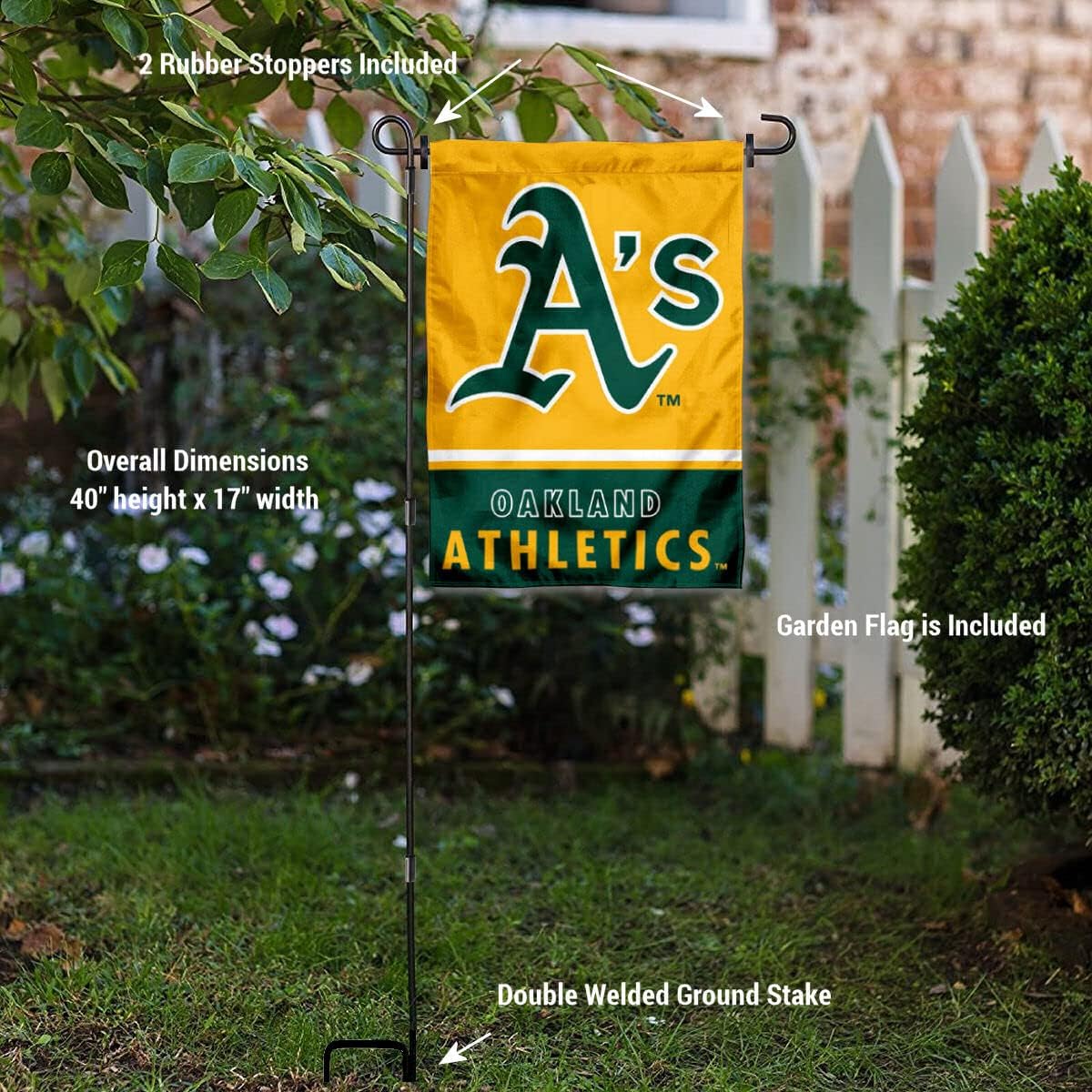 Oakland Athletics Garden Flag with Stand Holder
