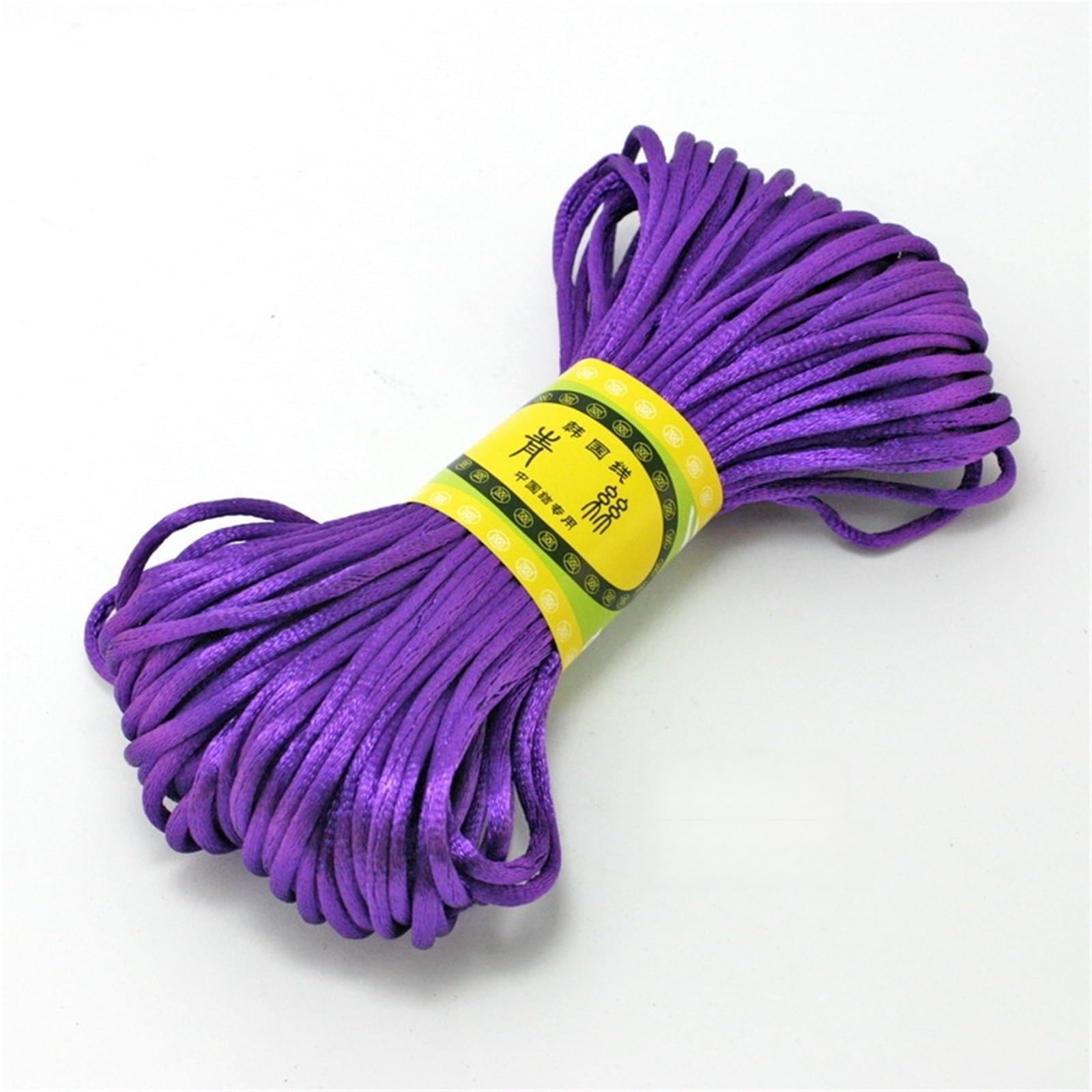 Nylon Cord Thread 10pcs 2.5mm 20Meters Soft Satin Rattail Silk Nylon Macrame Cord Kumihimo String for Making Bracelet, Necklace, Chinese Knot(Purple)