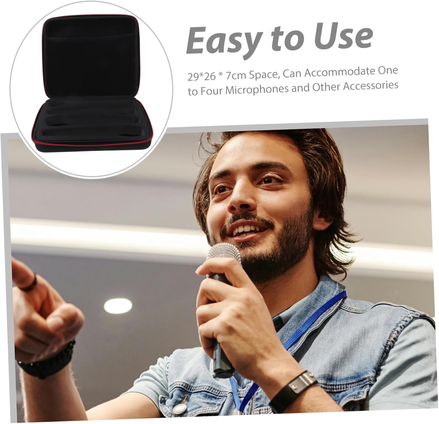 Handheld Microphone Carrying Case Portable Zippered Storage Bag for Travel Ktv and Outdoor Performances Sturdy Protection with Room for Accessories