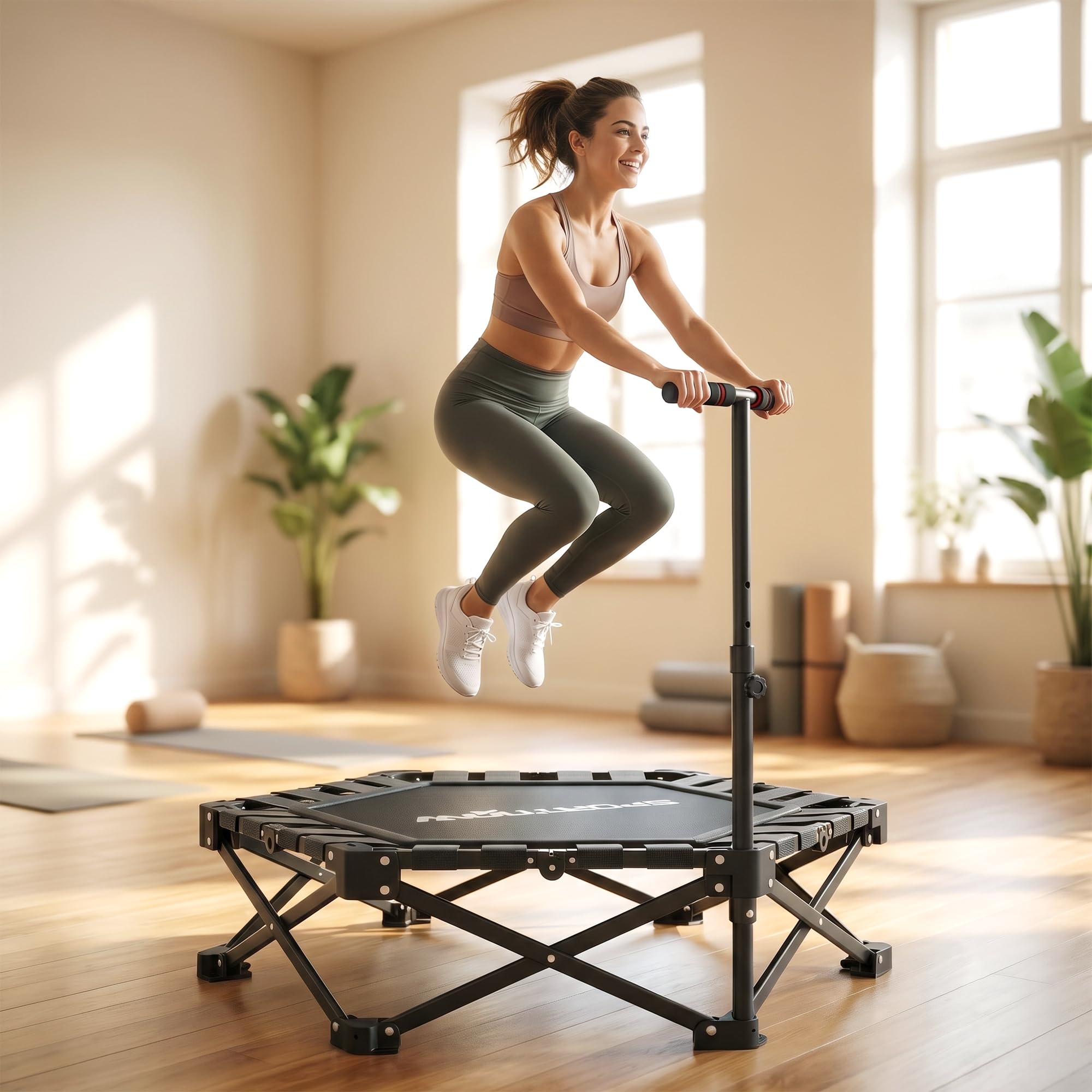 SPORTNOW Fitness Trampolin Klappbar Ø104 cm mit Schnellfaltmechanismus